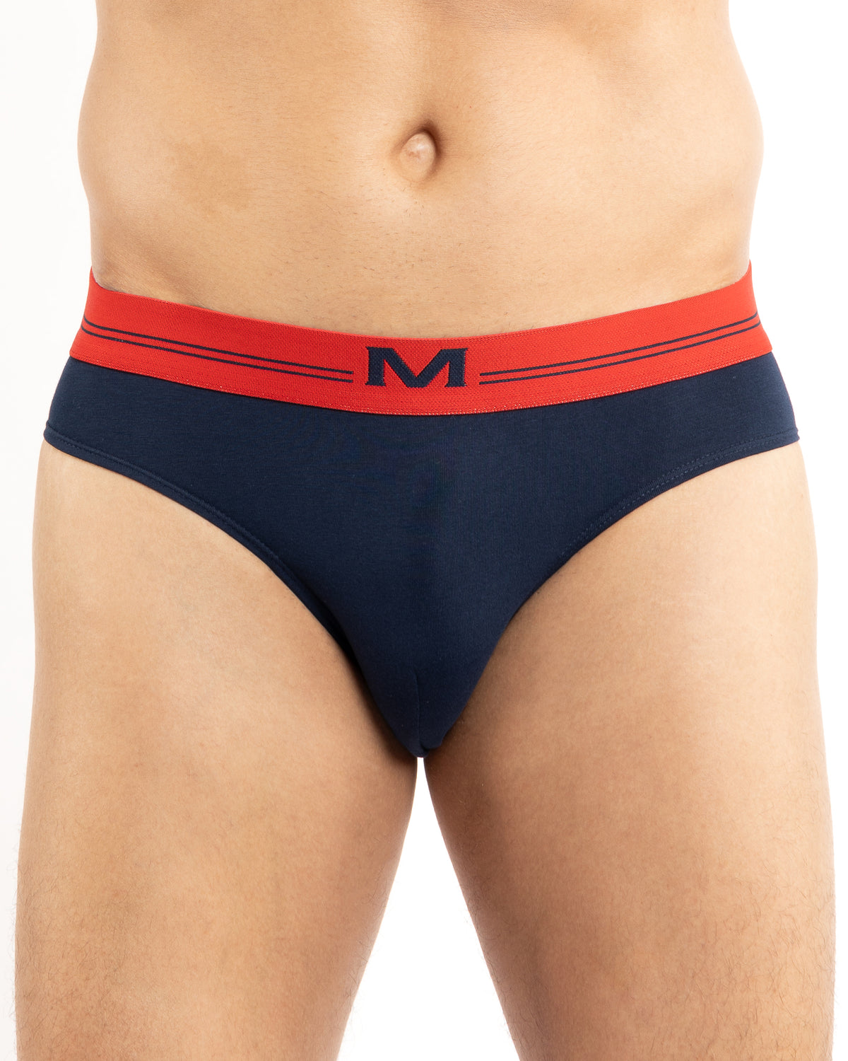Lot Slips taille basse – Slip bleu marine avec ceinture rouge, confortable et ajusté.