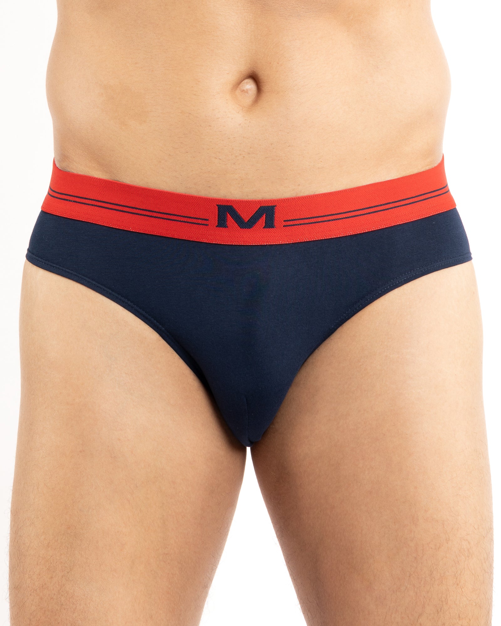 Lot Slips taille basse – Slip bleu marine avec ceinture rouge, confortable et ajusté.