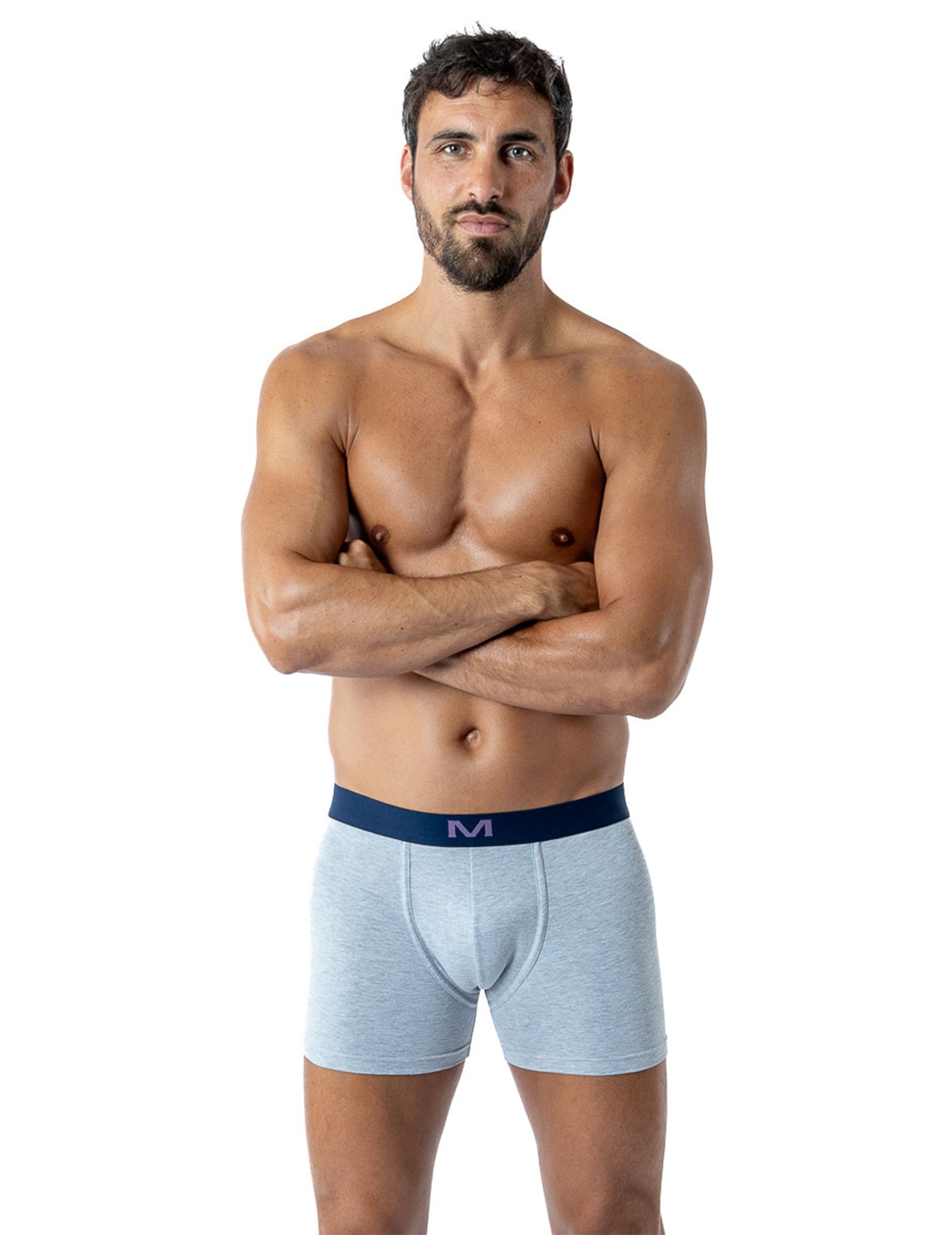 Lot de 3 Shortys en Coton BIO Stretch PRUNE/GRIS CHINE/IMPRIME H291.3