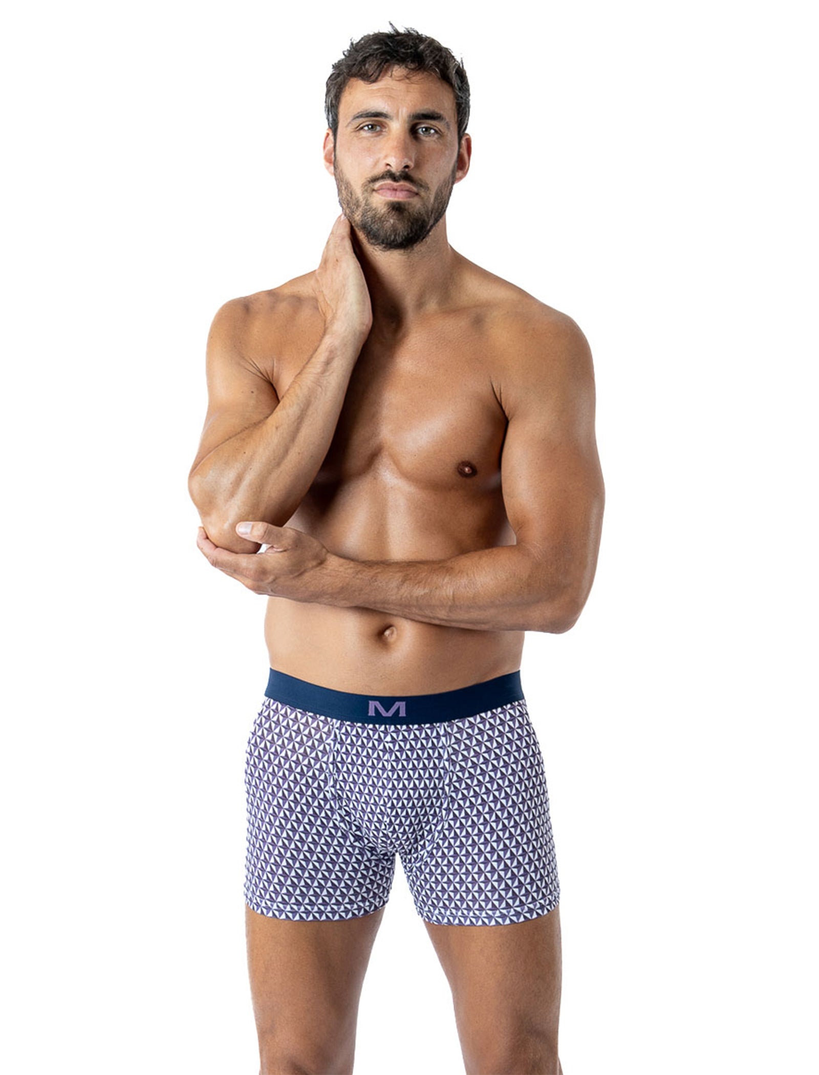 Lot de 3 Shortys en Coton BIO Stretch PRUNE/GRIS CHINE/IMPRIME H291.3