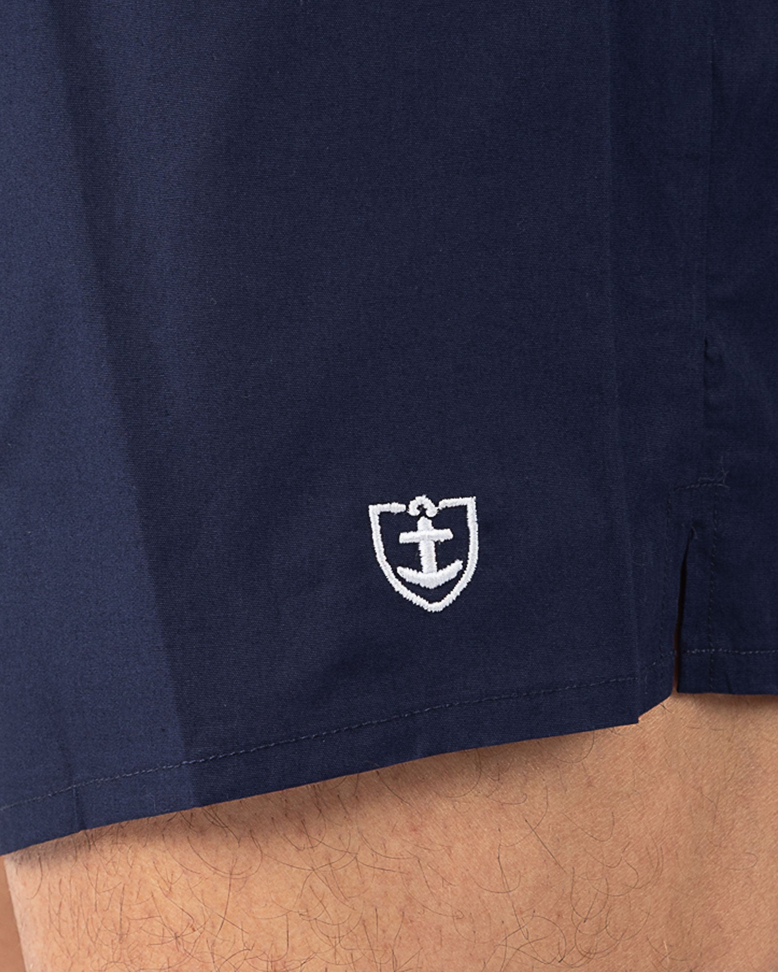 Lot de 2 caleçons en popeline de pur coton rayé bleu et marine uni 380.2