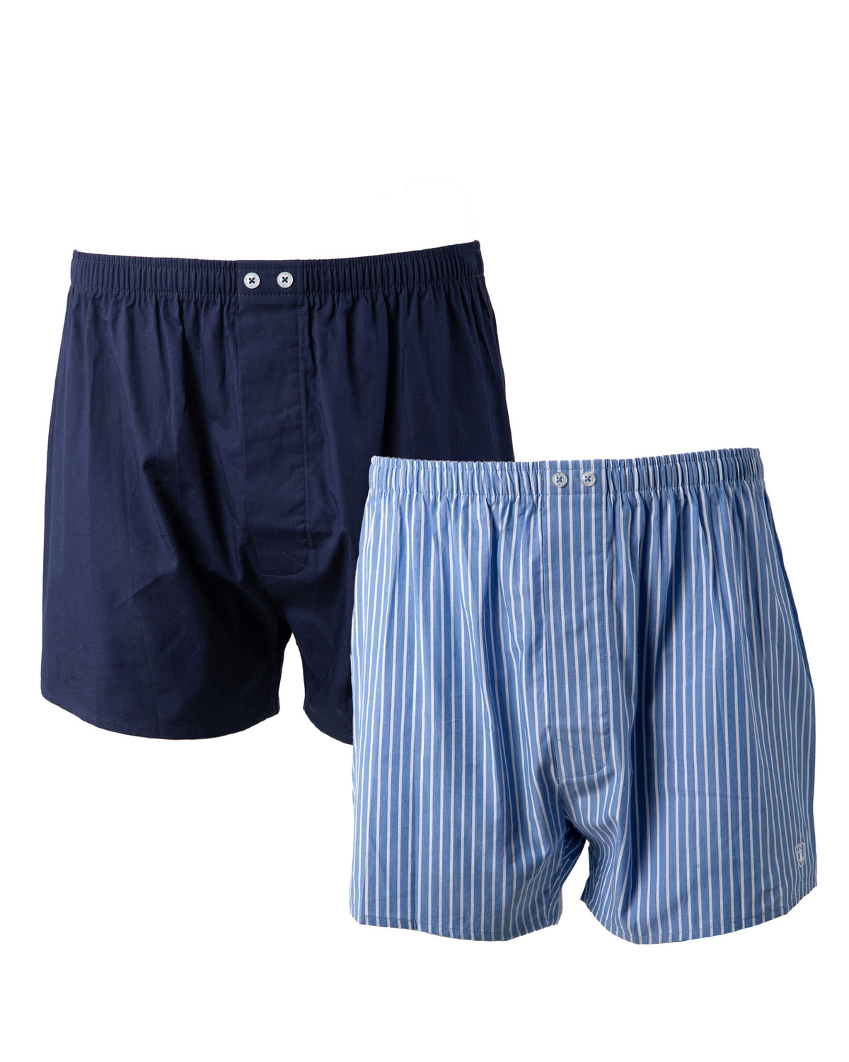Set of 2 blue and navy striped poplin cotton boxer shorts 380.2