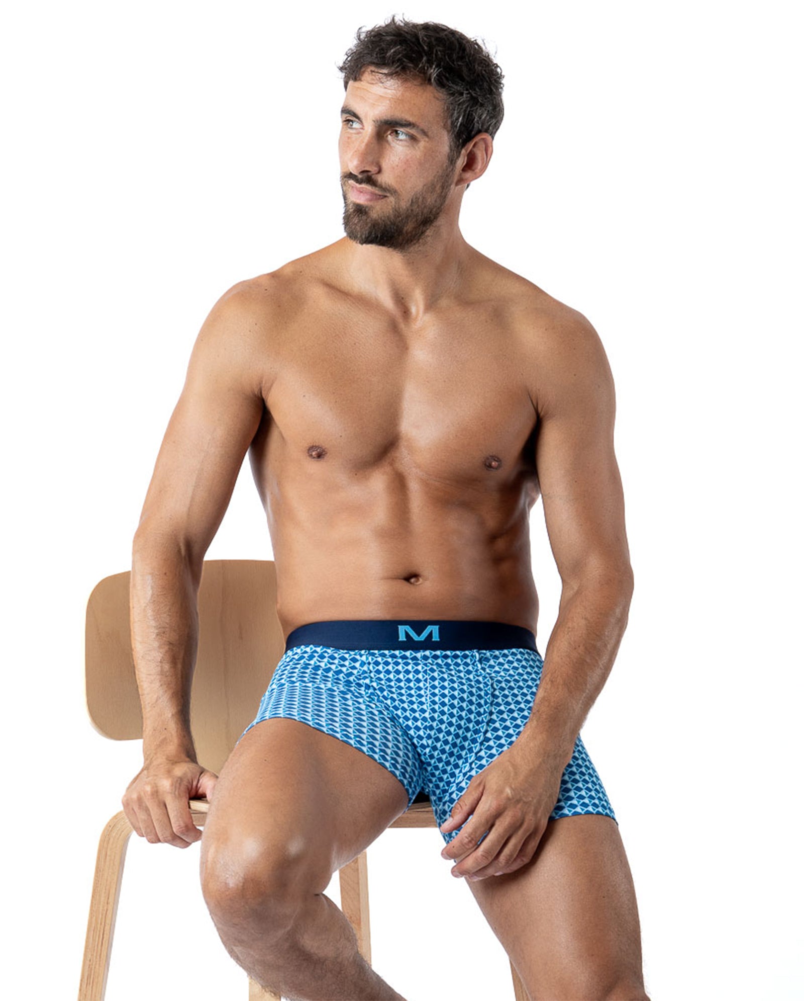 Lot de 3 Shortys en Coton BIO Stretch LAGON/INDIGO/IMPRIME H293.3