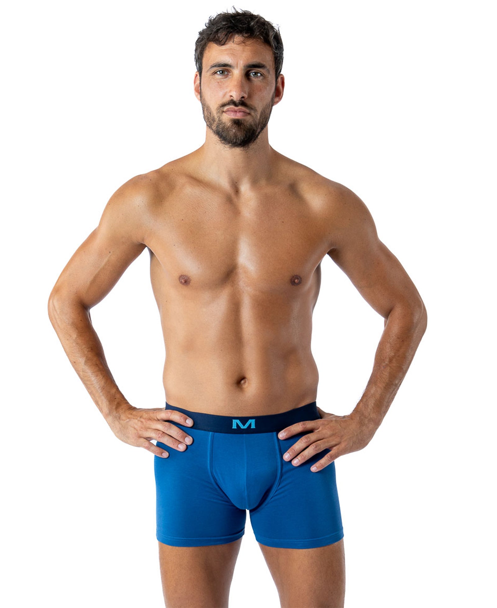 Lot de 3 Shortys en Coton BIO Stretch LAGON/INDIGO/IMPRIME H293.3