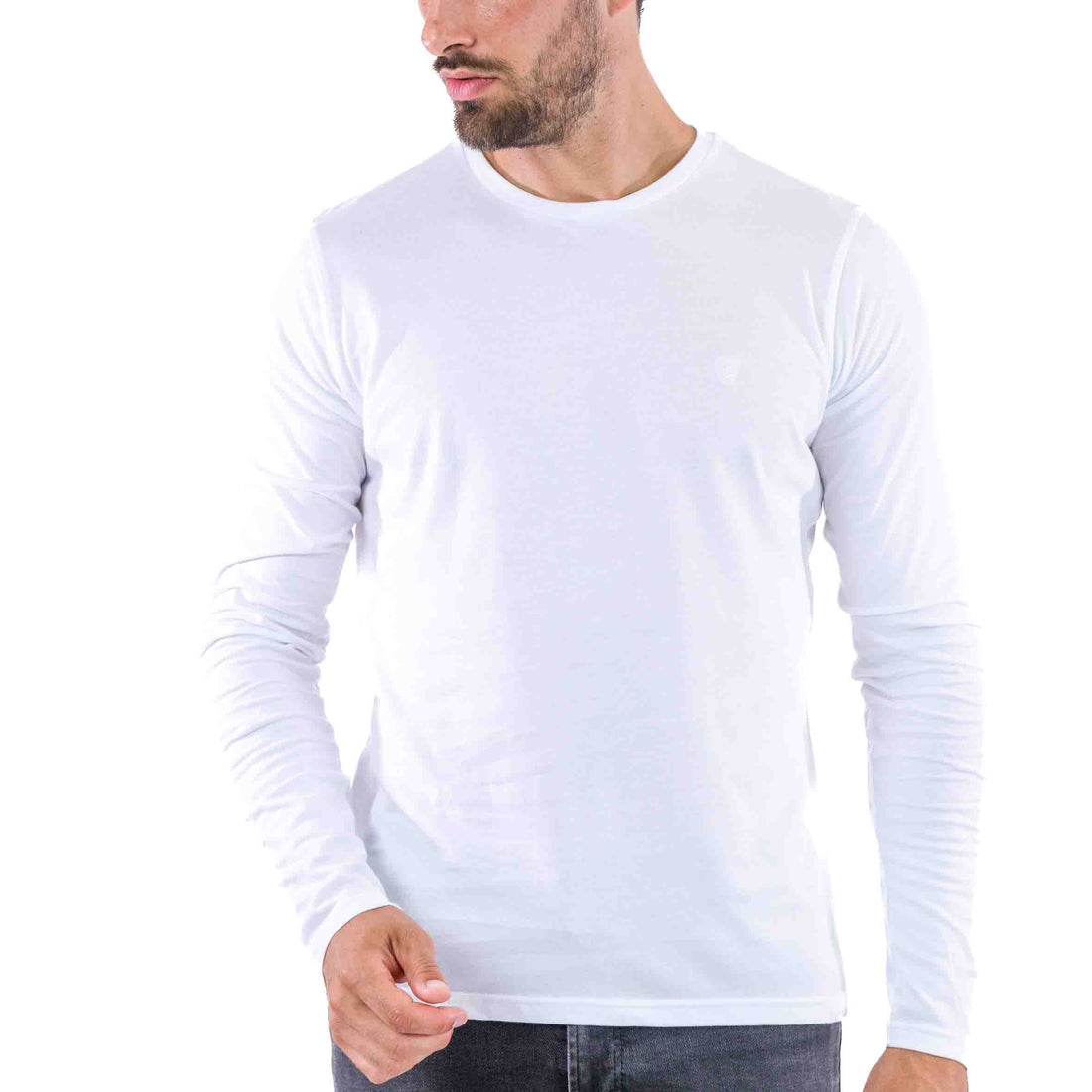 T-shirt en Jersey de Pur Coton Peigné Blanc 6089