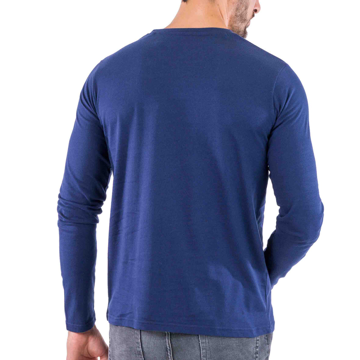 Marineblauwe T-shirt van puur gekamd katoenjersey 6089