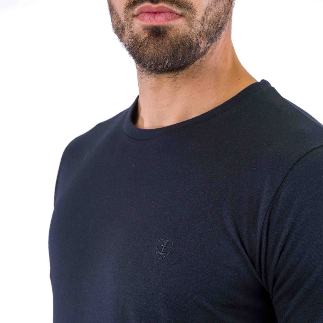 T-shirt en Jersey de Pur Coton Peigné Noir 6089