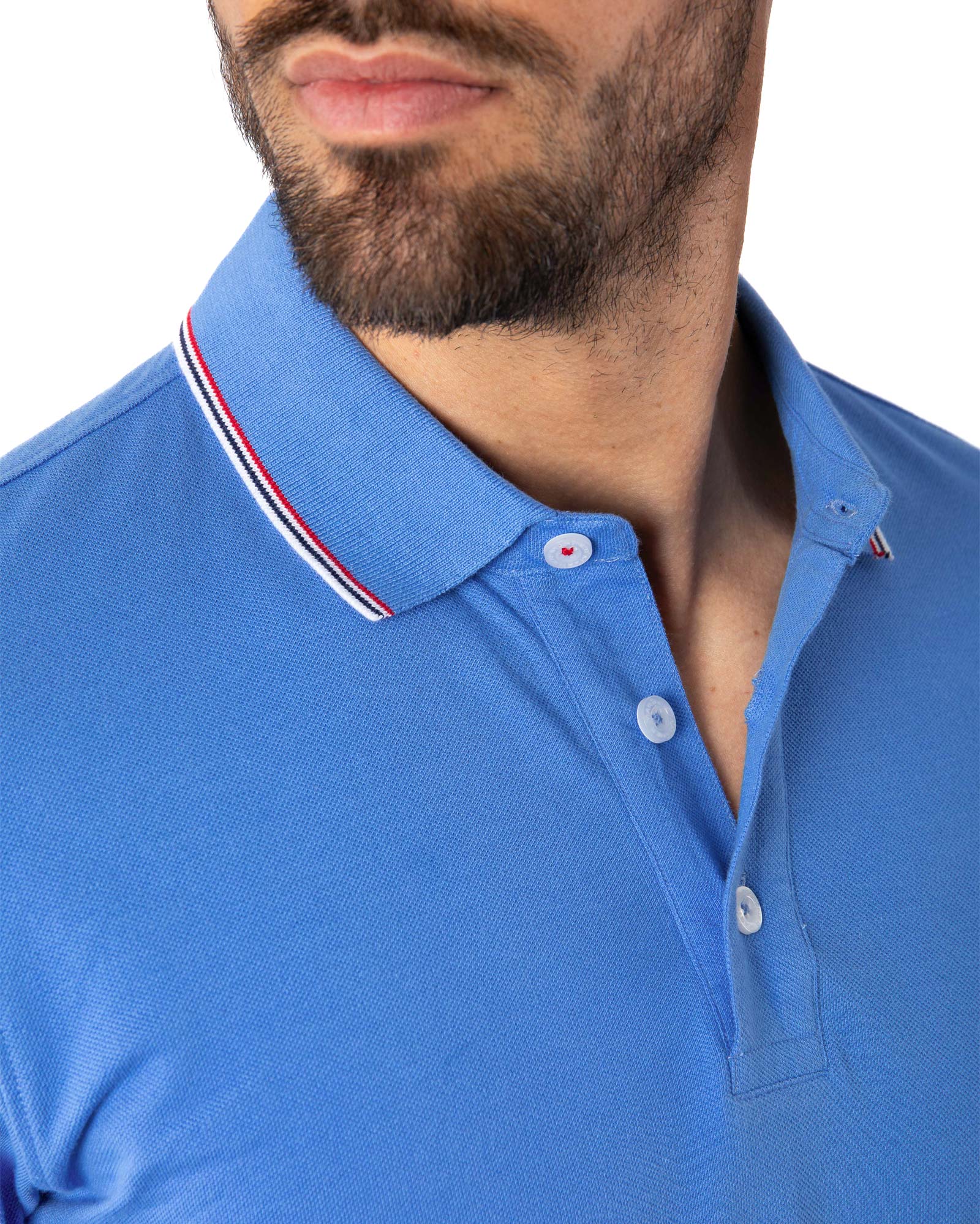 Polo en Piqué de Pur Coton double fil BLEU MER 6092