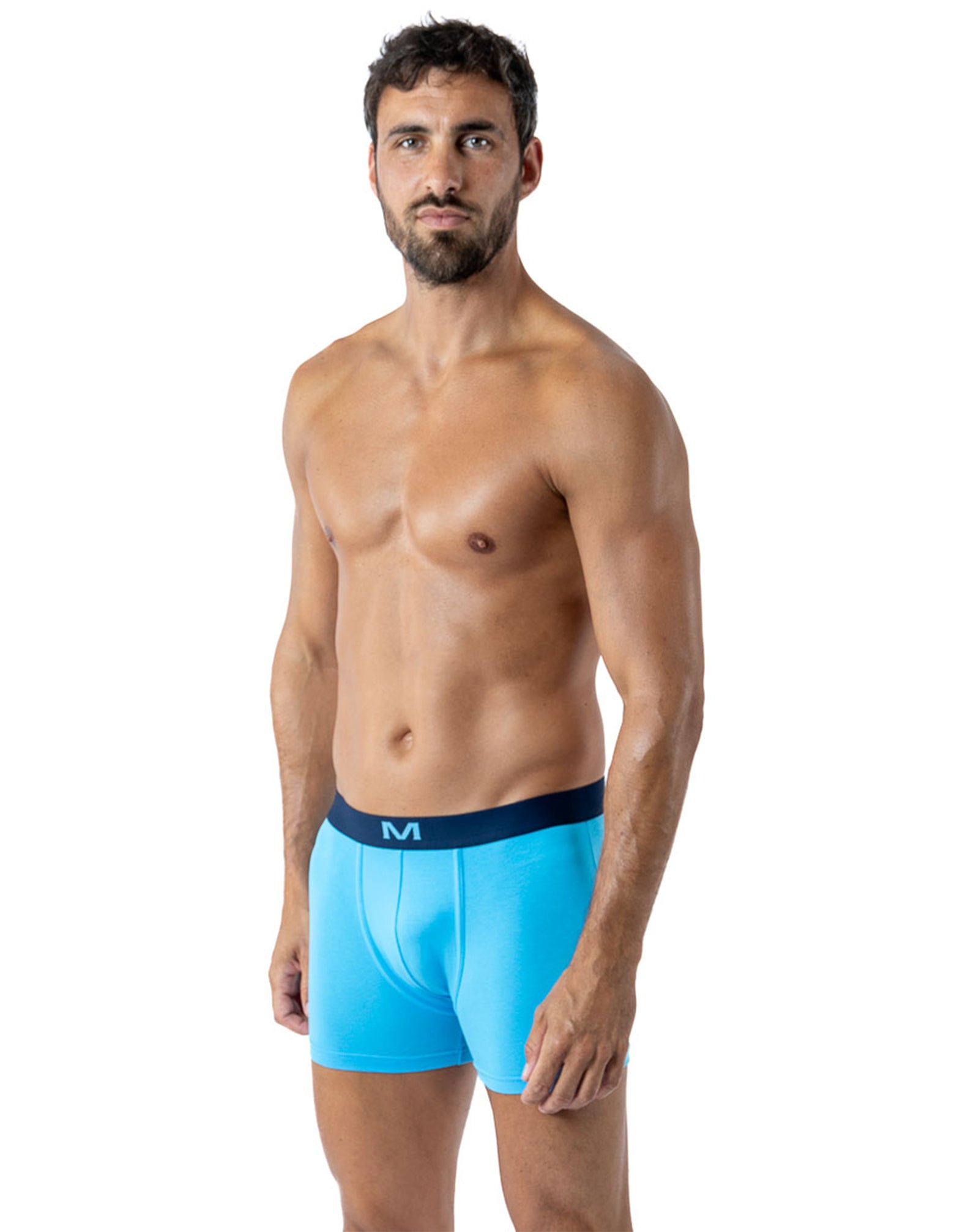 Lot de 3 Shortys en Coton BIO Stretch LAGON/INDIGO/IMPRIME H293.3