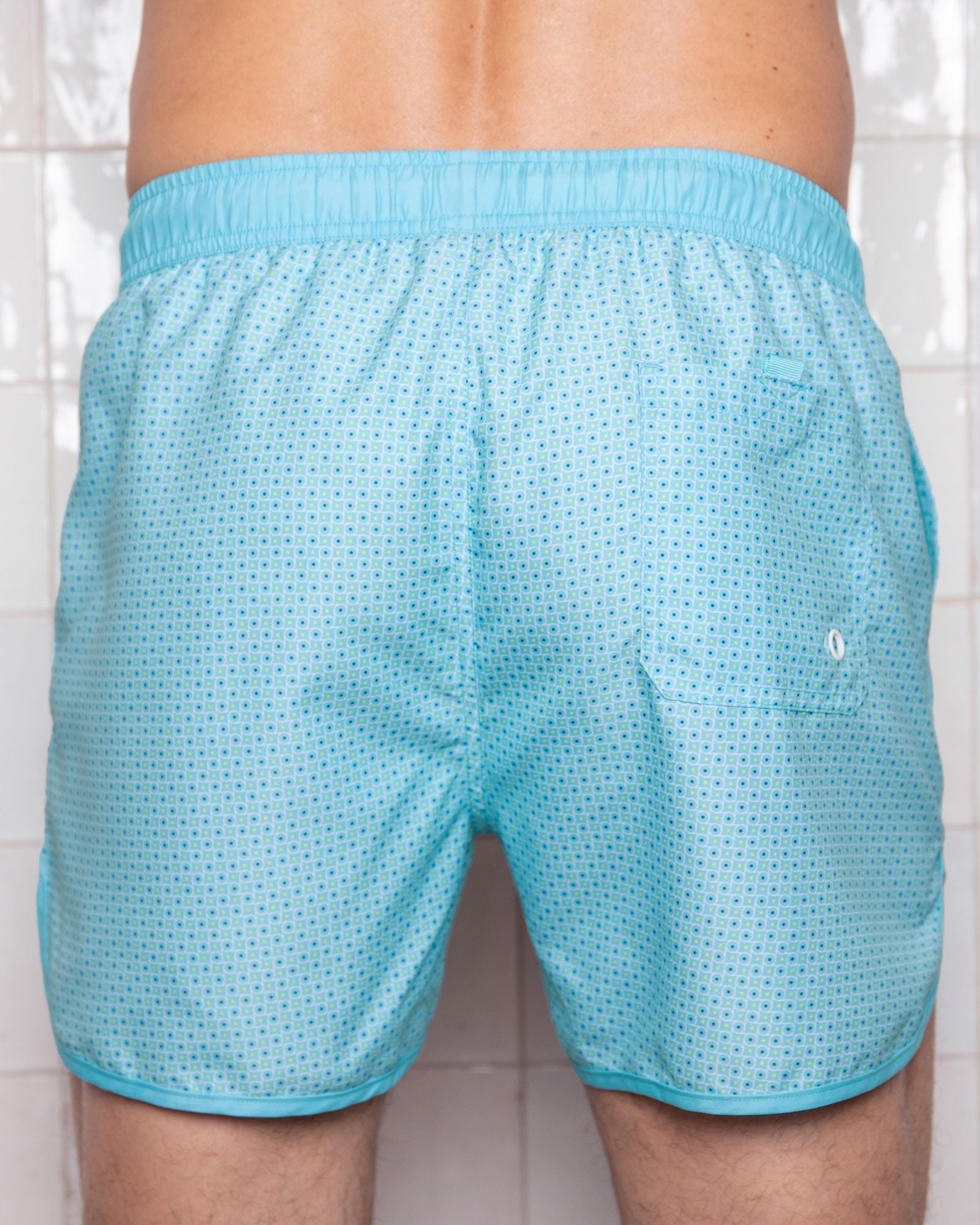 Short de bain imprimé graphique TURQUOISE 931