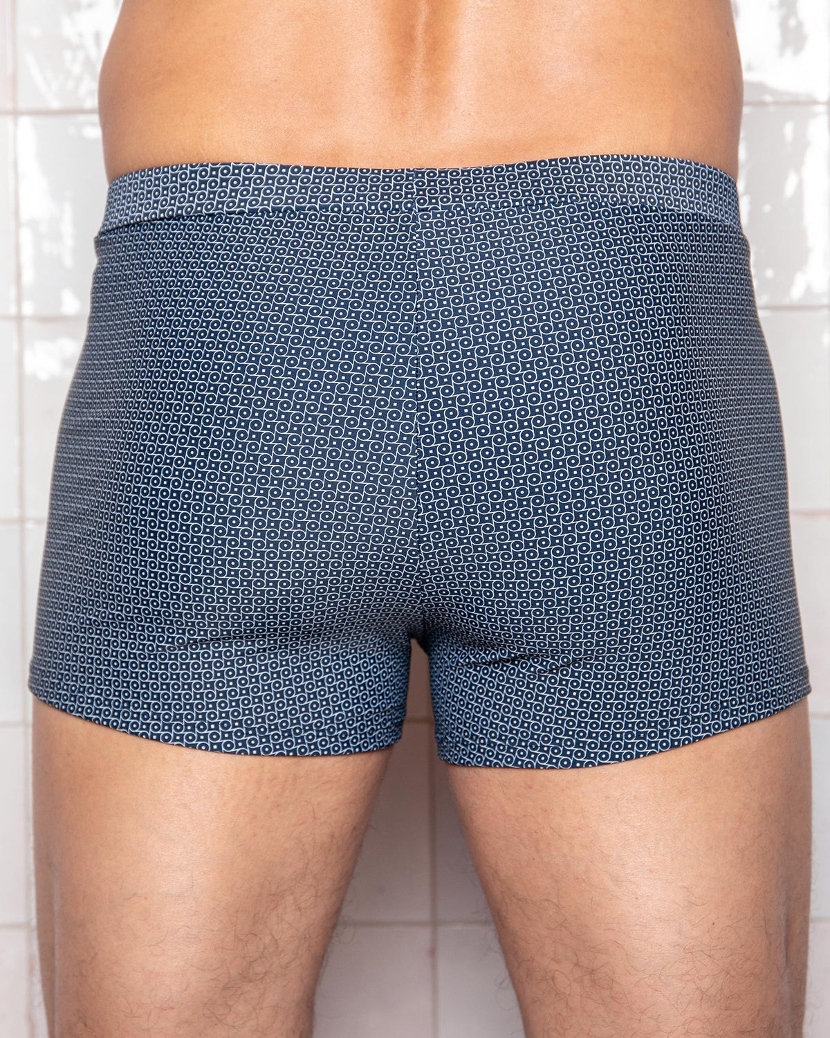 Shorty de bain Stretch imprimé géométrique MARINE 937