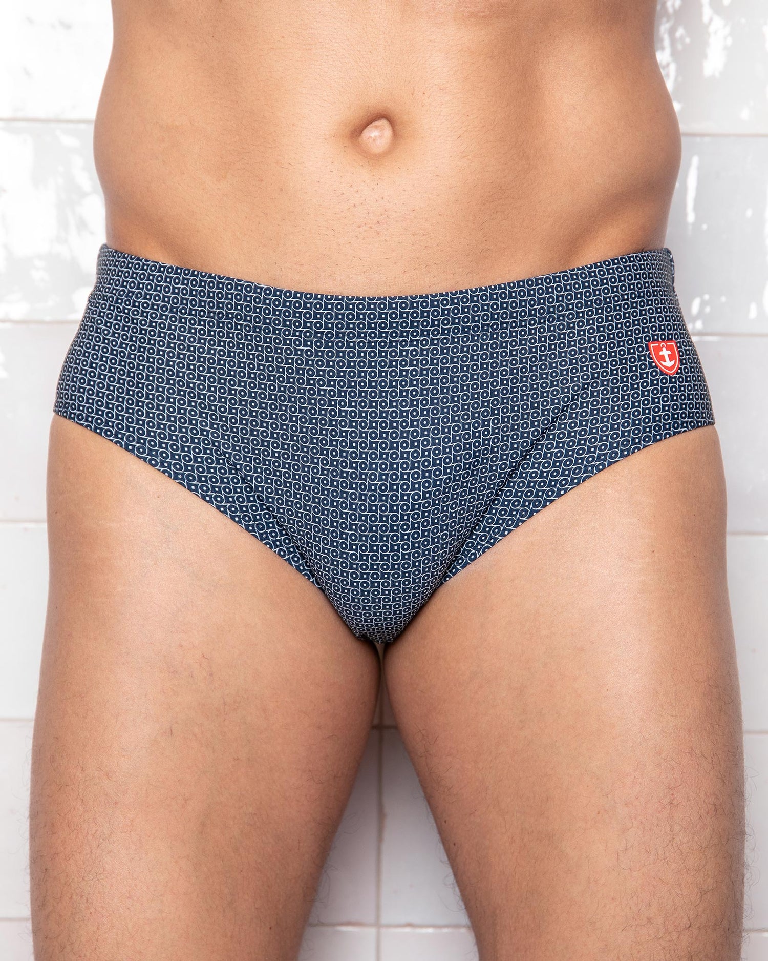 Slip de bain Stretch imprimé géométrique MARINE 935