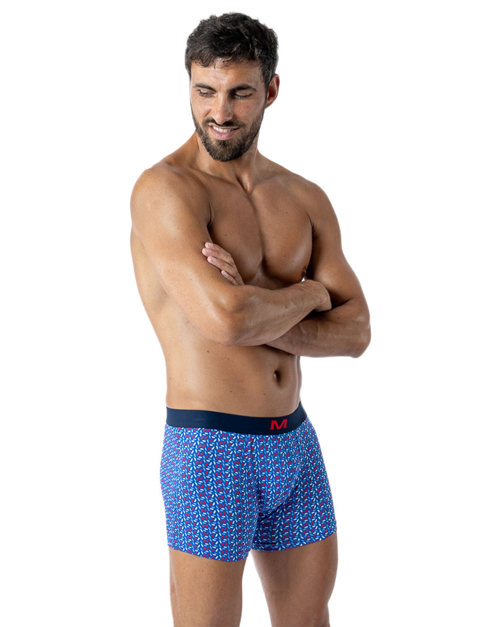 Lot de 3 Boxers en Coton organique Stretch BLEU/ROUGE/IMPRIME H294.3