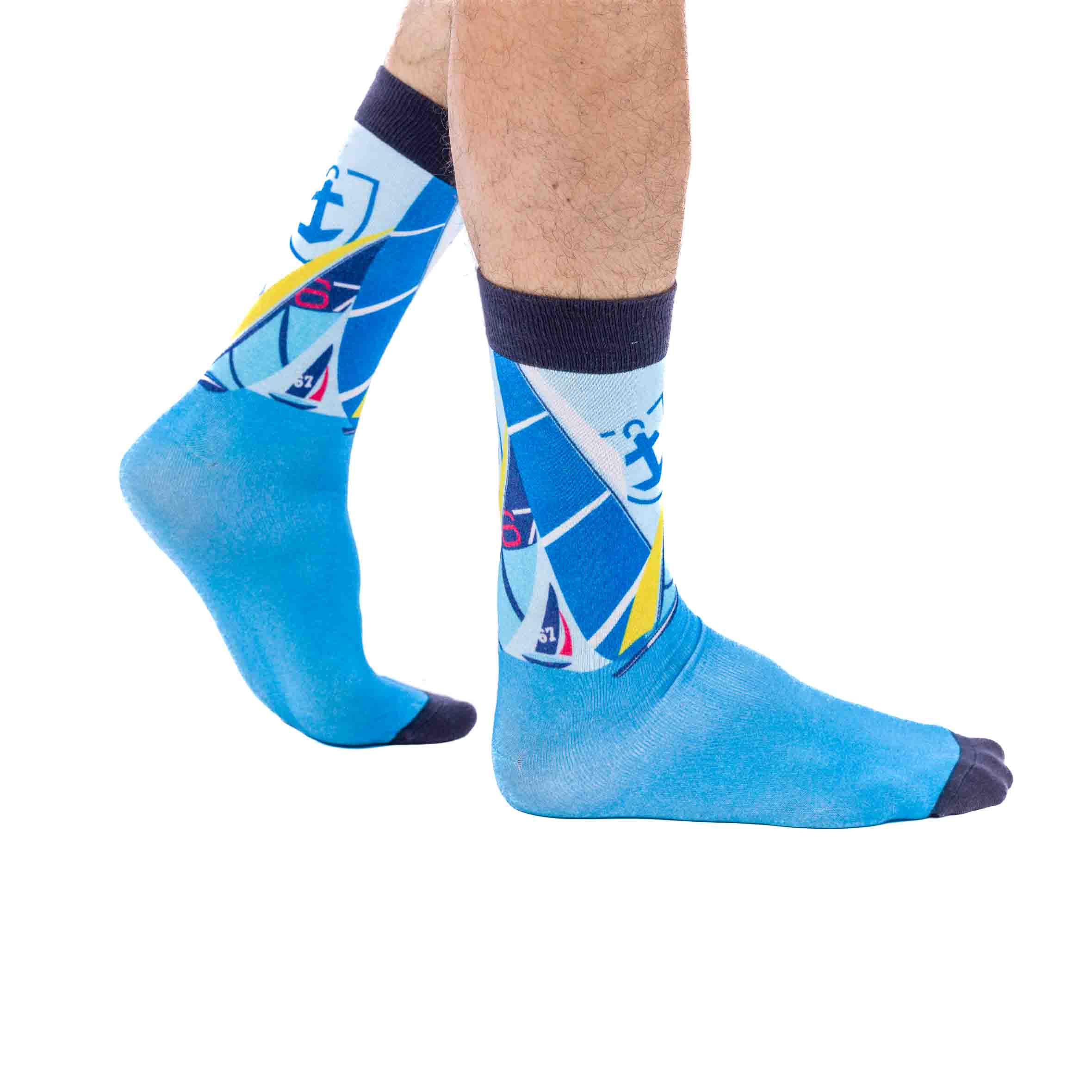Chaussettes Homme Bambou imprimées Voiliers BLEU 9042