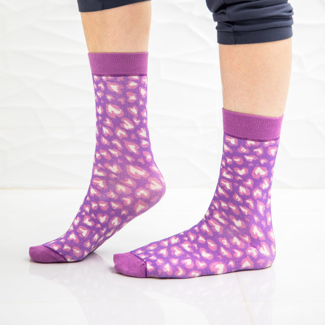 Chaussettes Femme Bambou imprimées Léopard ROSE 9046