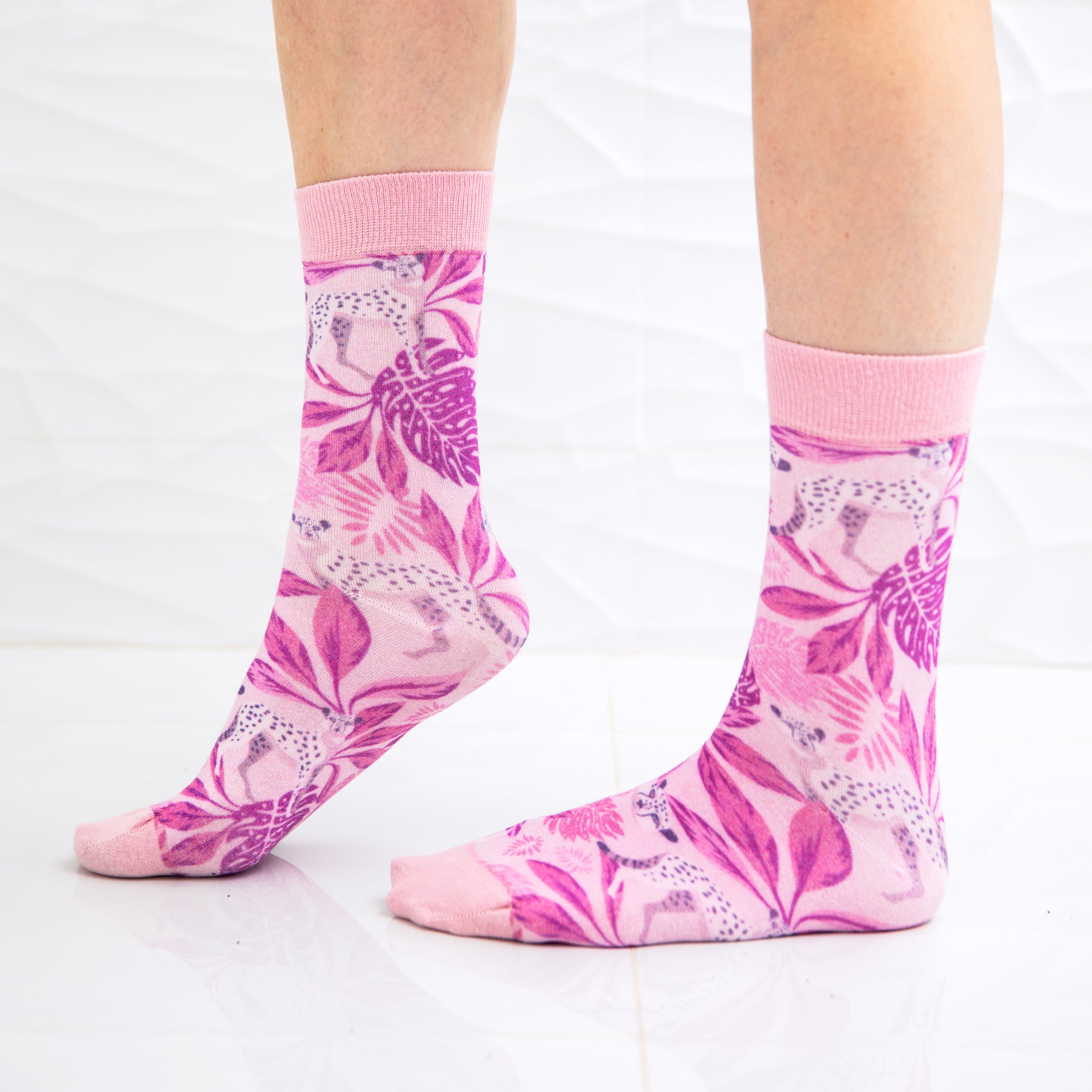 Chaussettes Femme Bambou imprimées Jungle ROSE