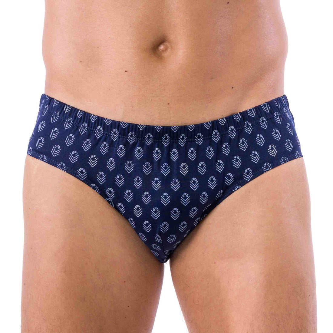 Lot de 2 Slips Taille Basse en Jersey de Coton Mercerisé Imprimé BLEU RAYURE et MARINE D105.2