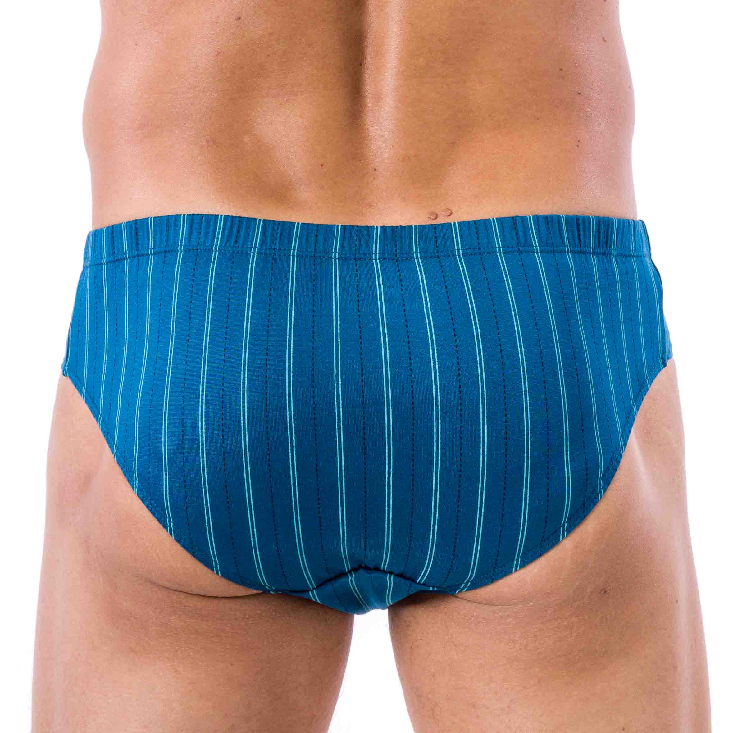 Lot de 2 Slips Taille Basse en Jersey de Coton Mercerisé Imprimé BLEU RAYURE et MARINE D105.2