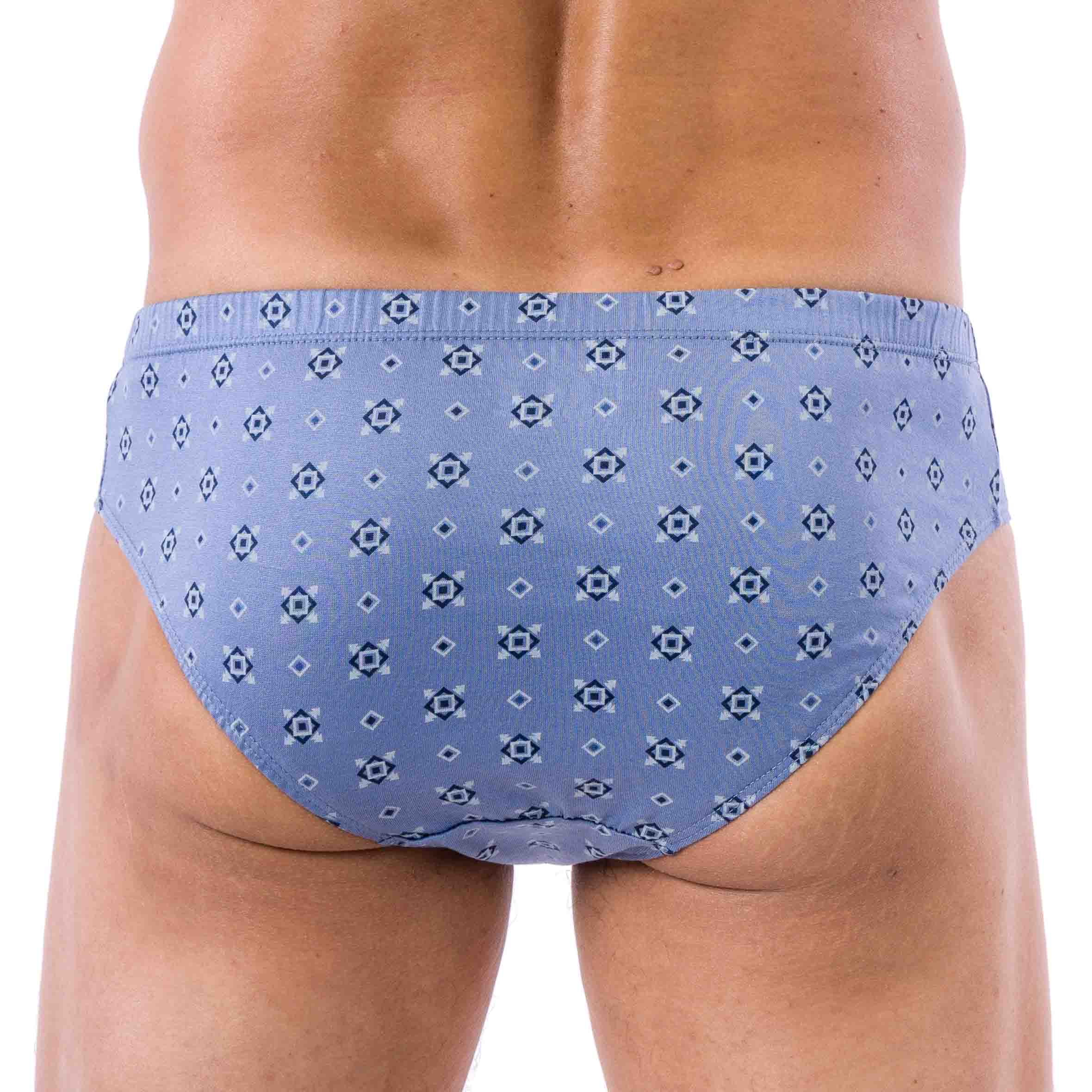 Dos du slip rayé marine – Style classique à rayures multicolores, avec une coupe ajustée pour un maintien parfait.