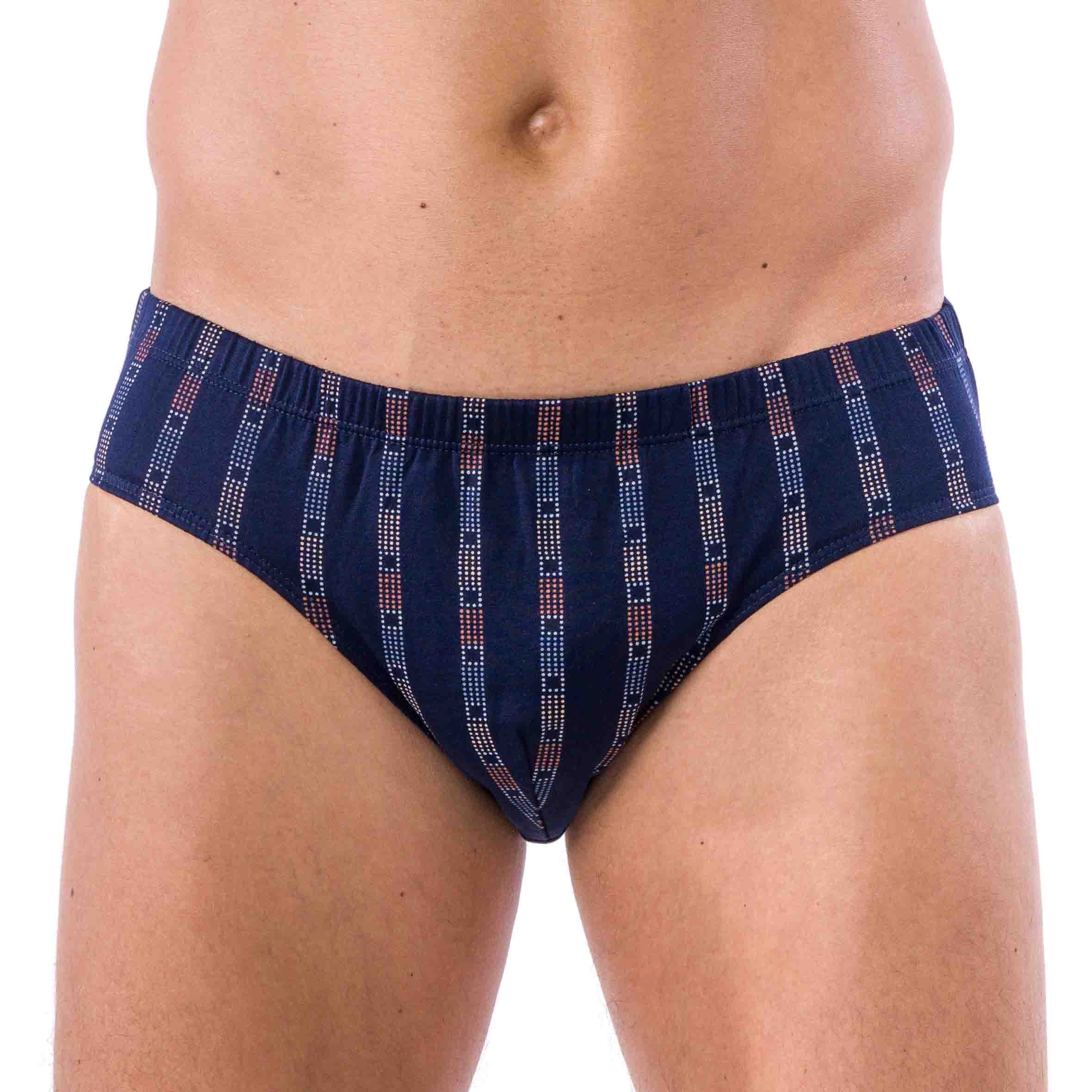 Pack de 2 slips en coton mercerisé – Vue de face du slip bleu pétrole, taille basse, avec un motif floral délicat.