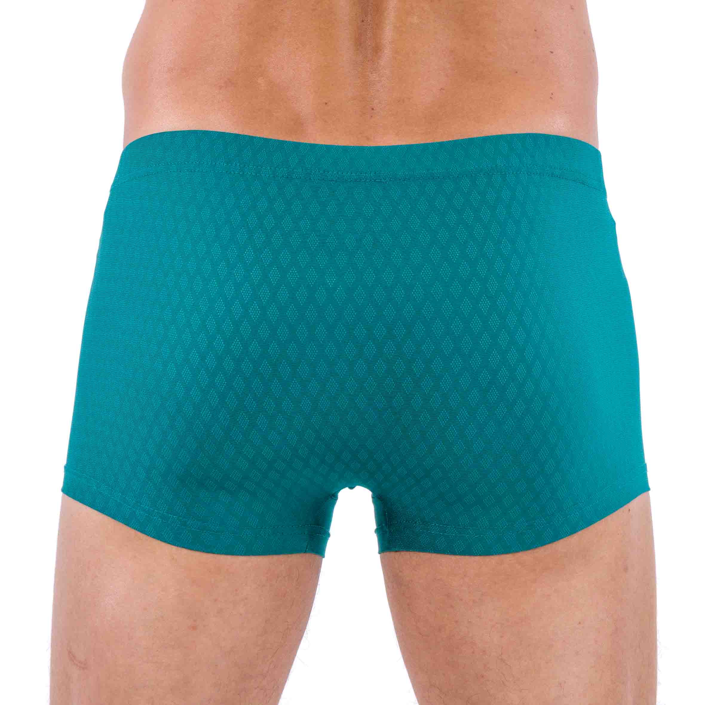 Shorty Ceinture Enrobée en Microfibre Motif Jacquard Bleu Pétrole D200