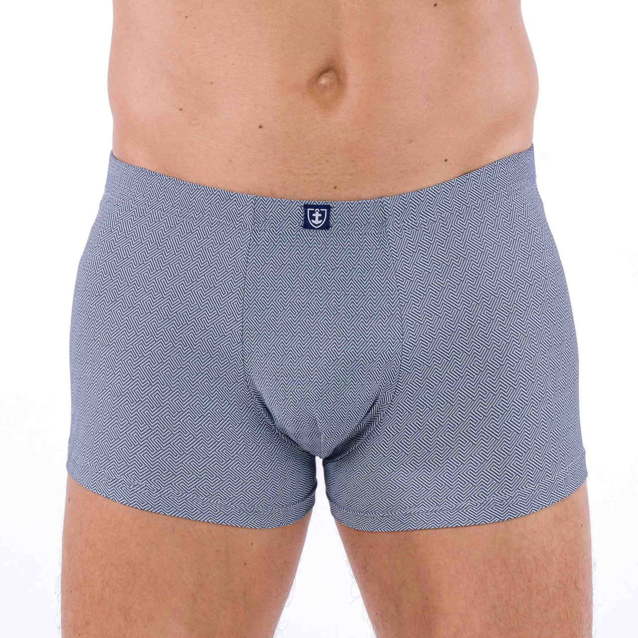 Shorty Ceinture Enrobée en Microfibre Motif Jacquard Marine