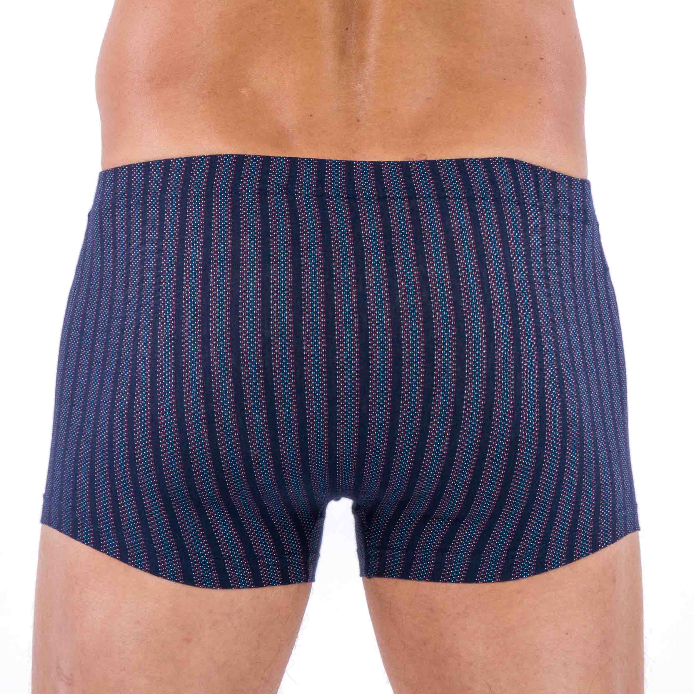 Shorty Ceinture Enrobée en Microfibre Motif Rayure Jacquard Marine