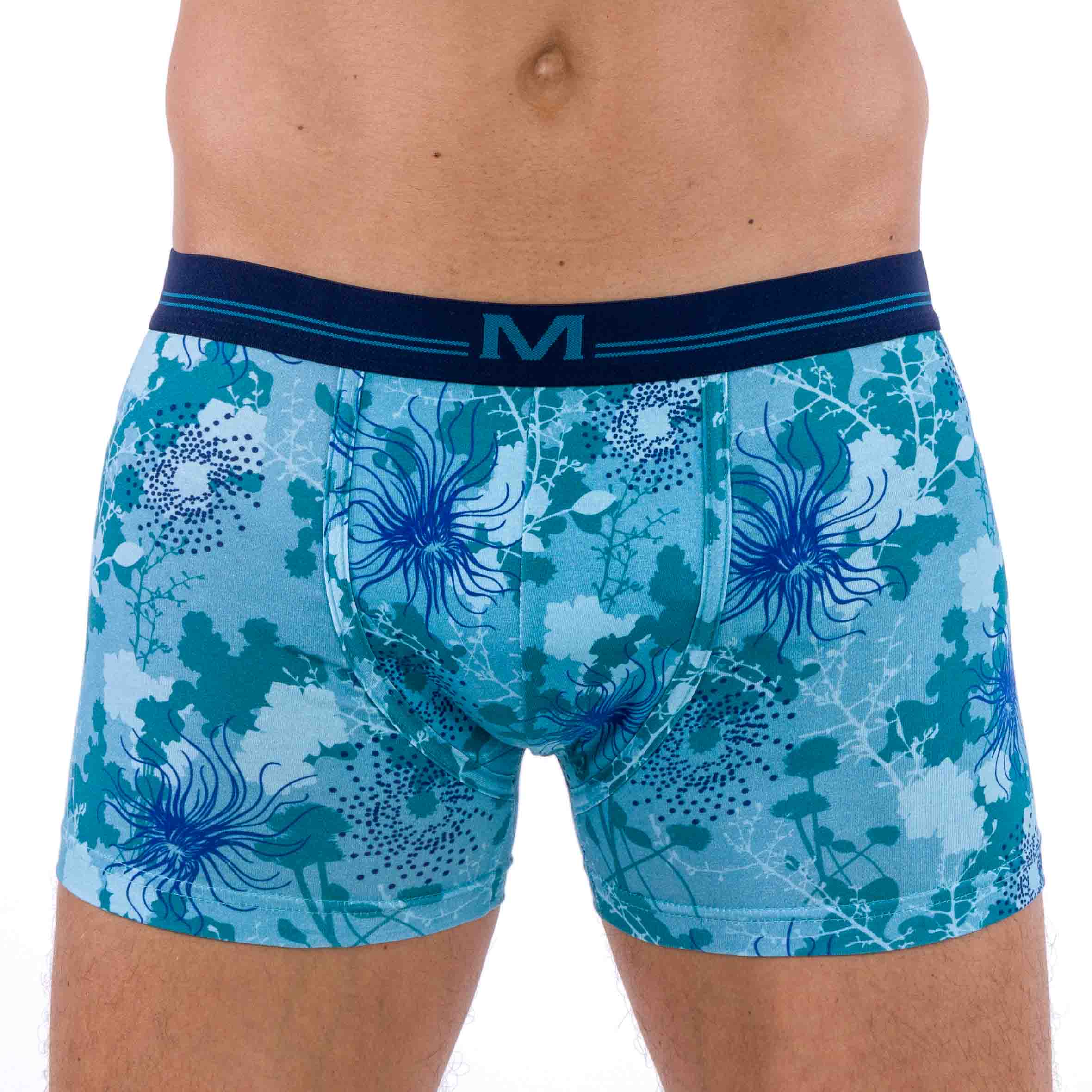 Lot de 2 Shortys en Coton BIOLOGIQUE Stretch MARINE et LAGON imprimé