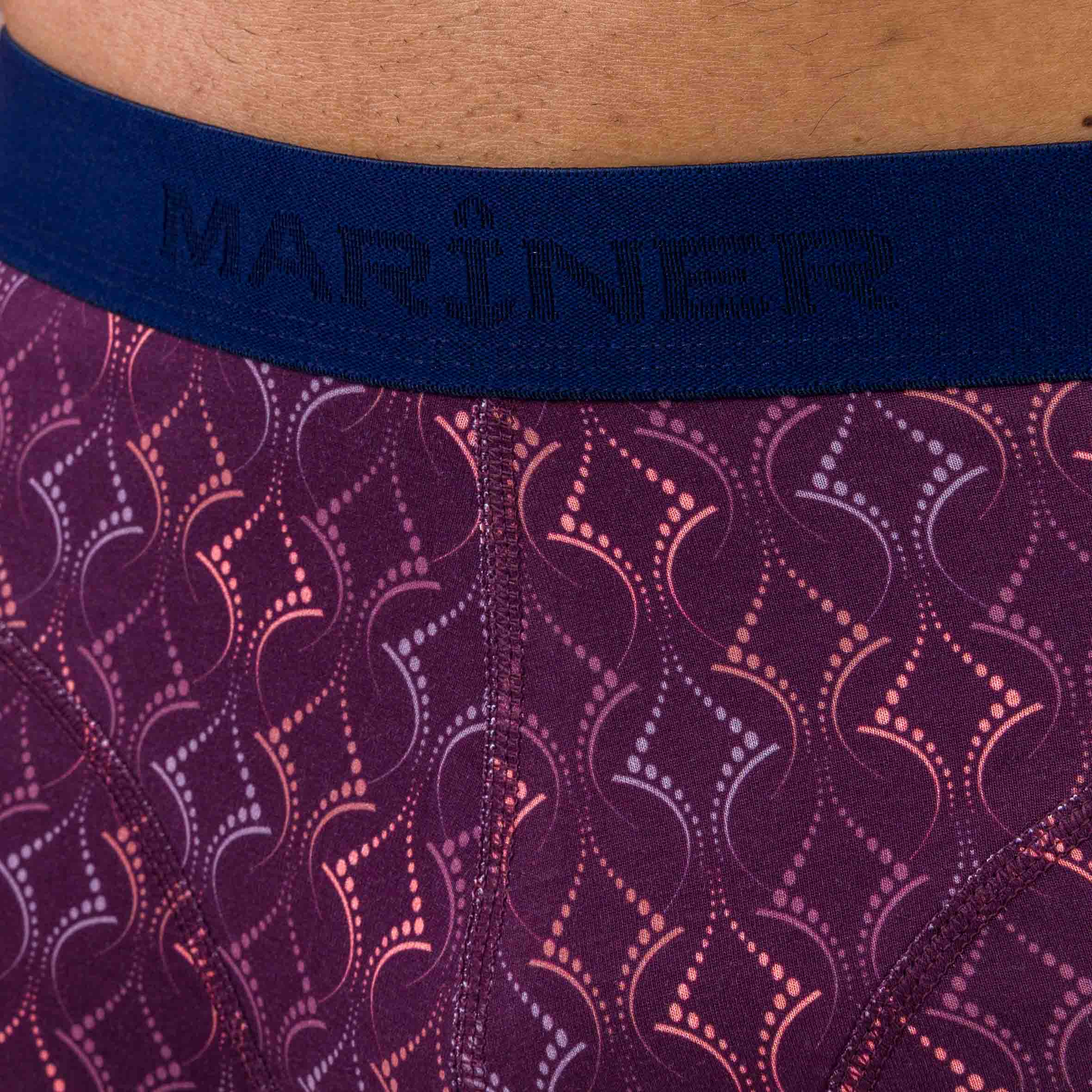 Shortys en Coton BIO Stretch BORDEAUX motif RETRO D222
