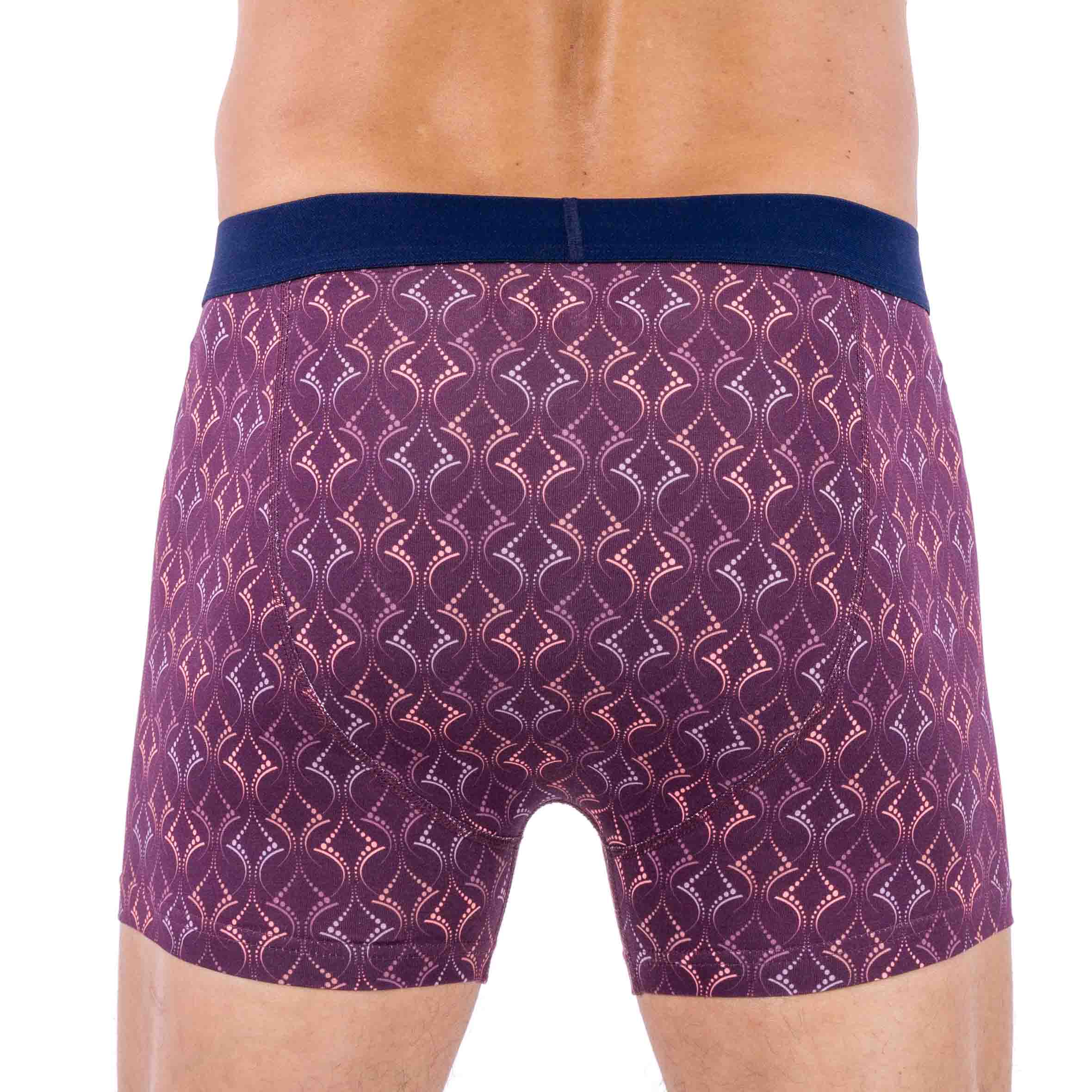 Shortys en Coton BIO Stretch BORDEAUX motif RETRO