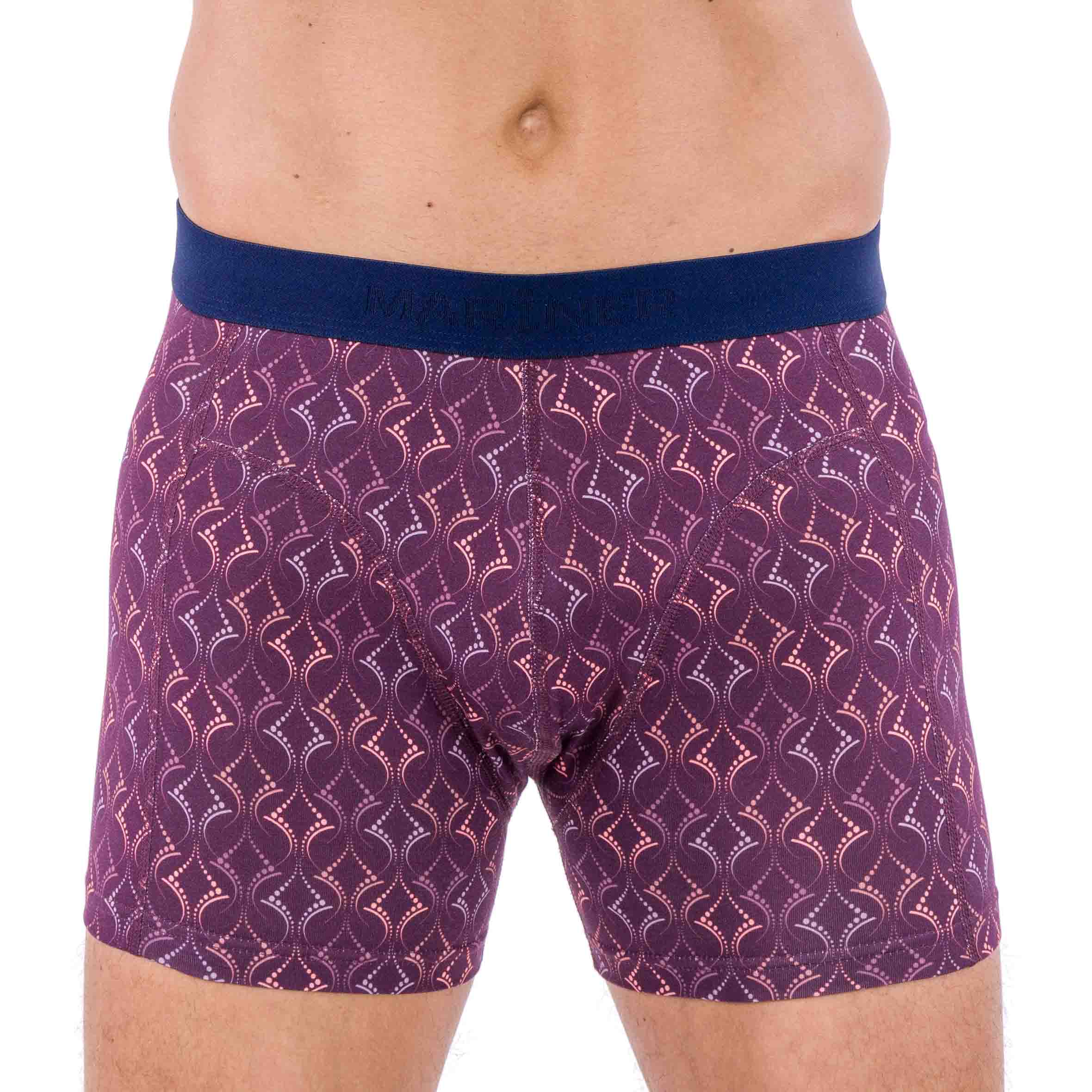 Shortys en Coton BIO Stretch BORDEAUX motif RETRO