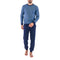 Pyjama's met ronde hals in marinegekamd katoenjersey en gemarmerd blauw