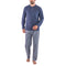 Pyjama en Flanelle Rayée et Jersey Pur Coton Gris Anthracire