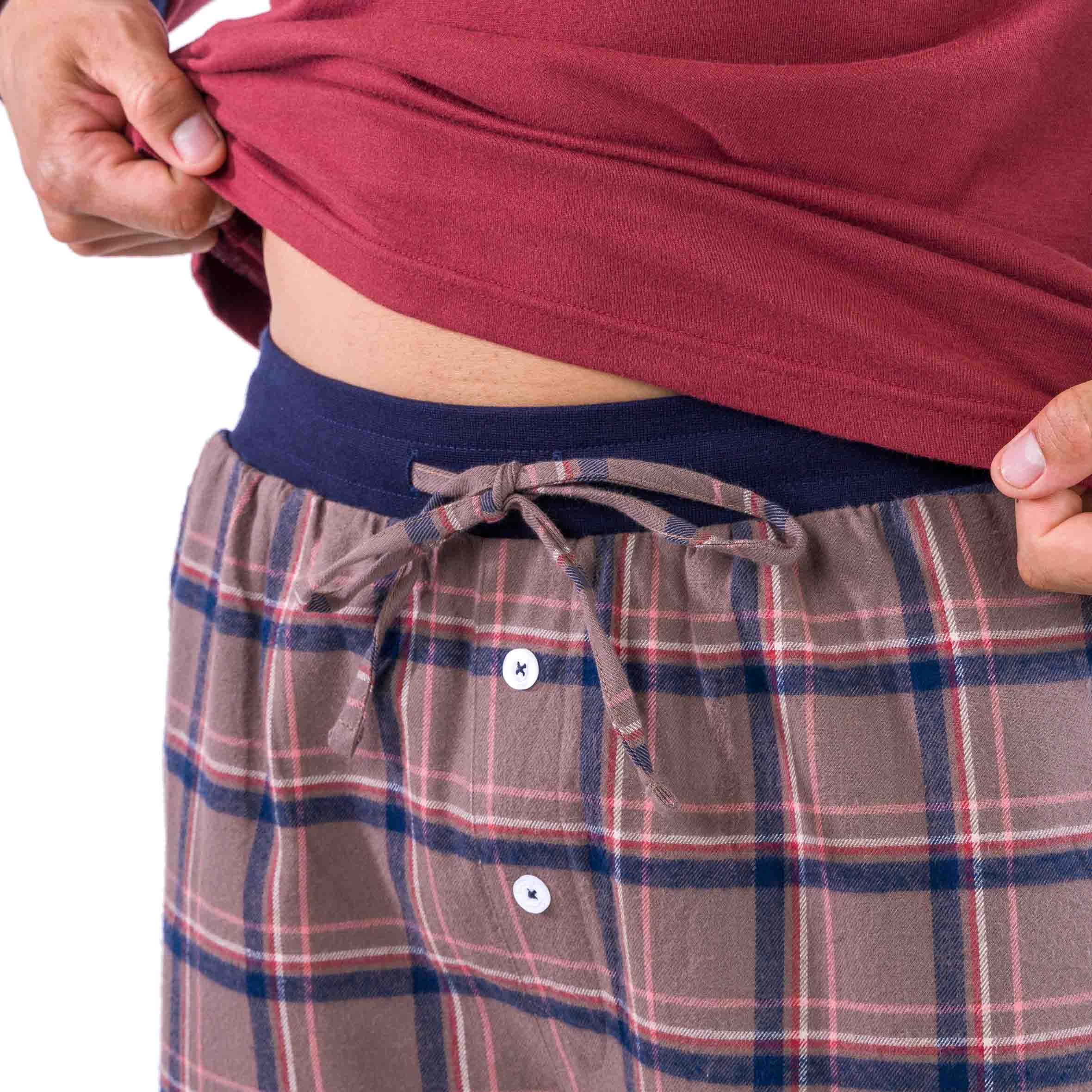 Pyjama col rond Flanelle et Jersey Pur Coton Marron D427