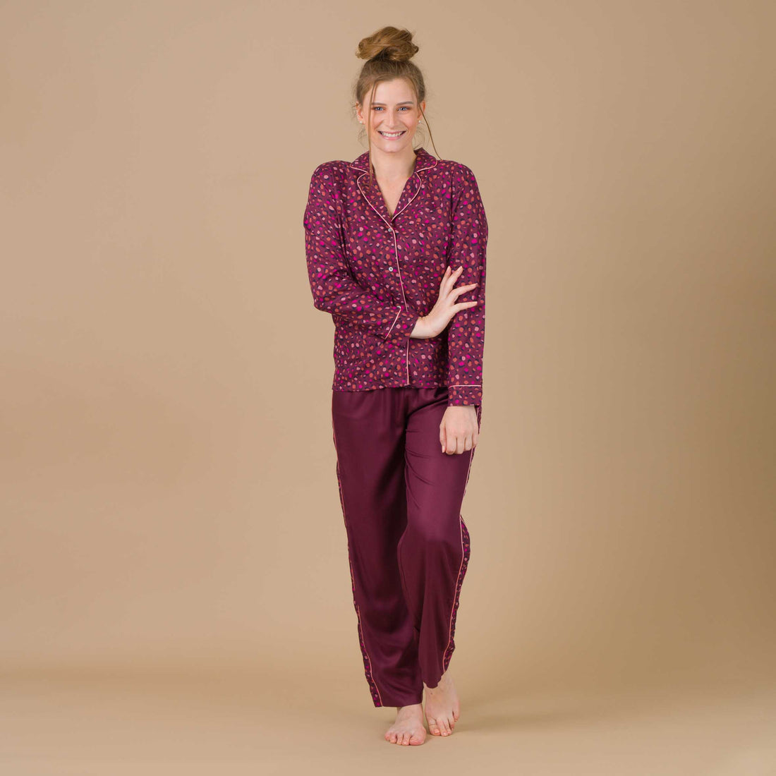 Pyjama Femme Boutonné en Viscose Imprimée SANGRIA DF423