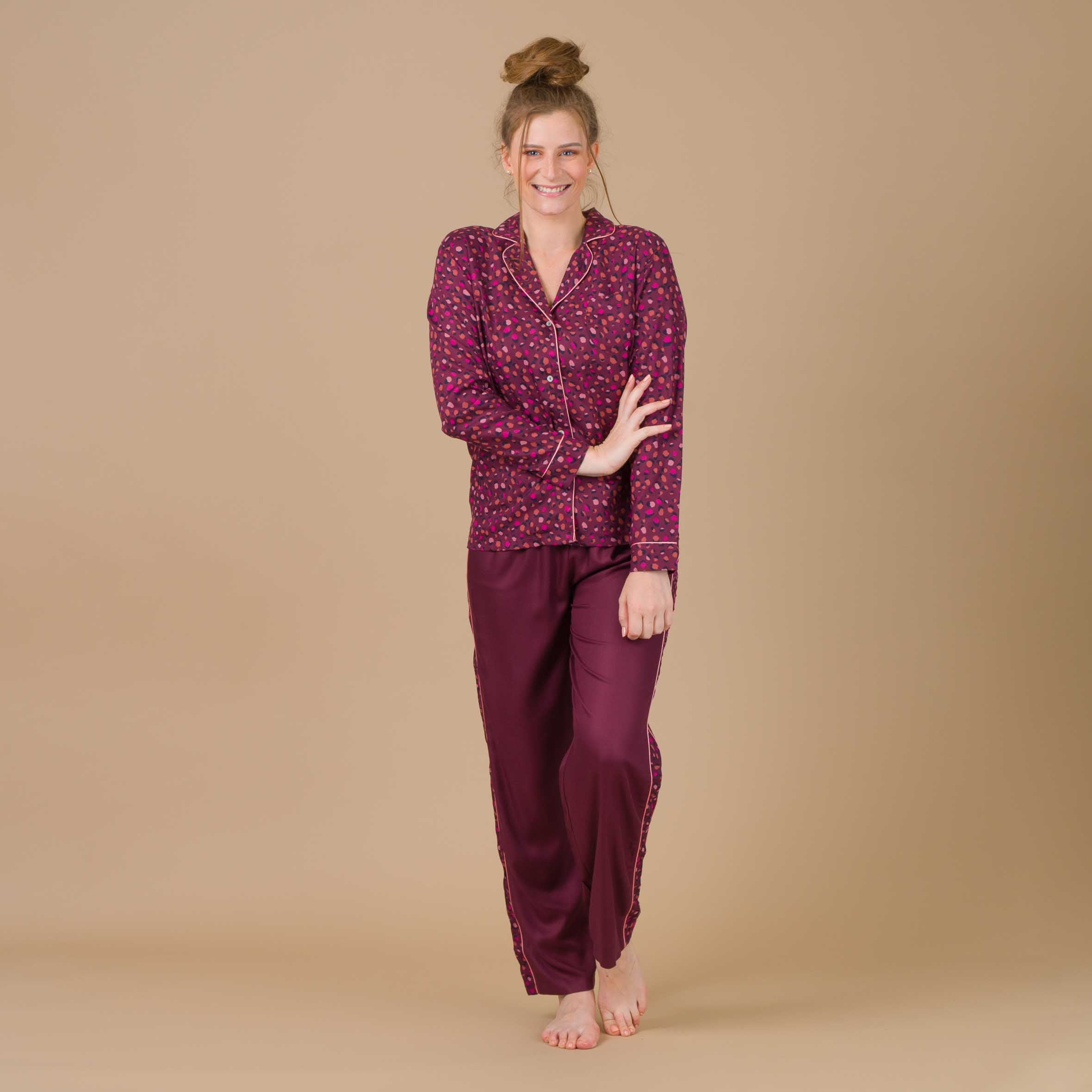 Pyjama Femme Boutonné en Viscose Imprimée SANGRIA DF423