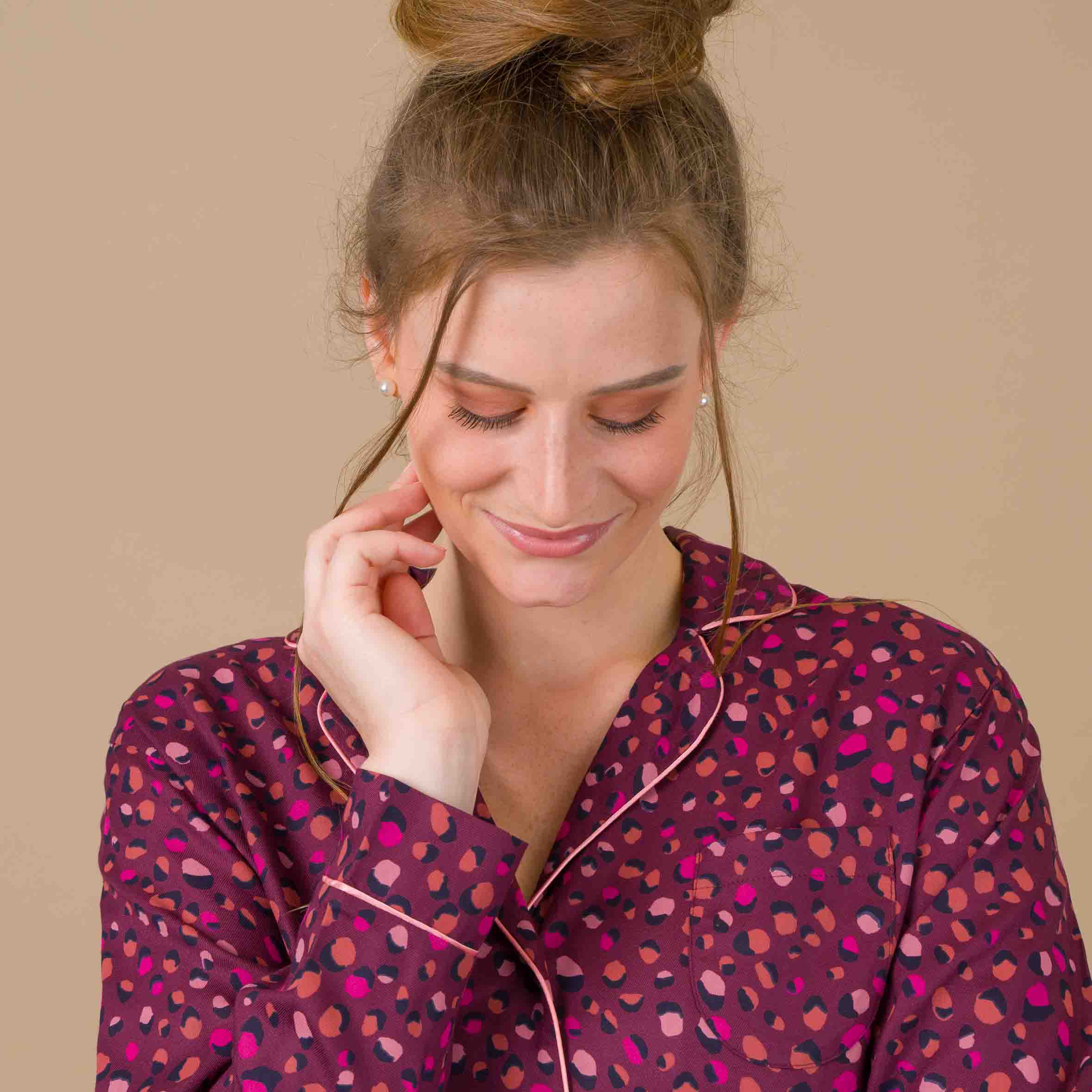 Pyjama Femme Boutonné en Viscose Imprimée SANGRIA DF423