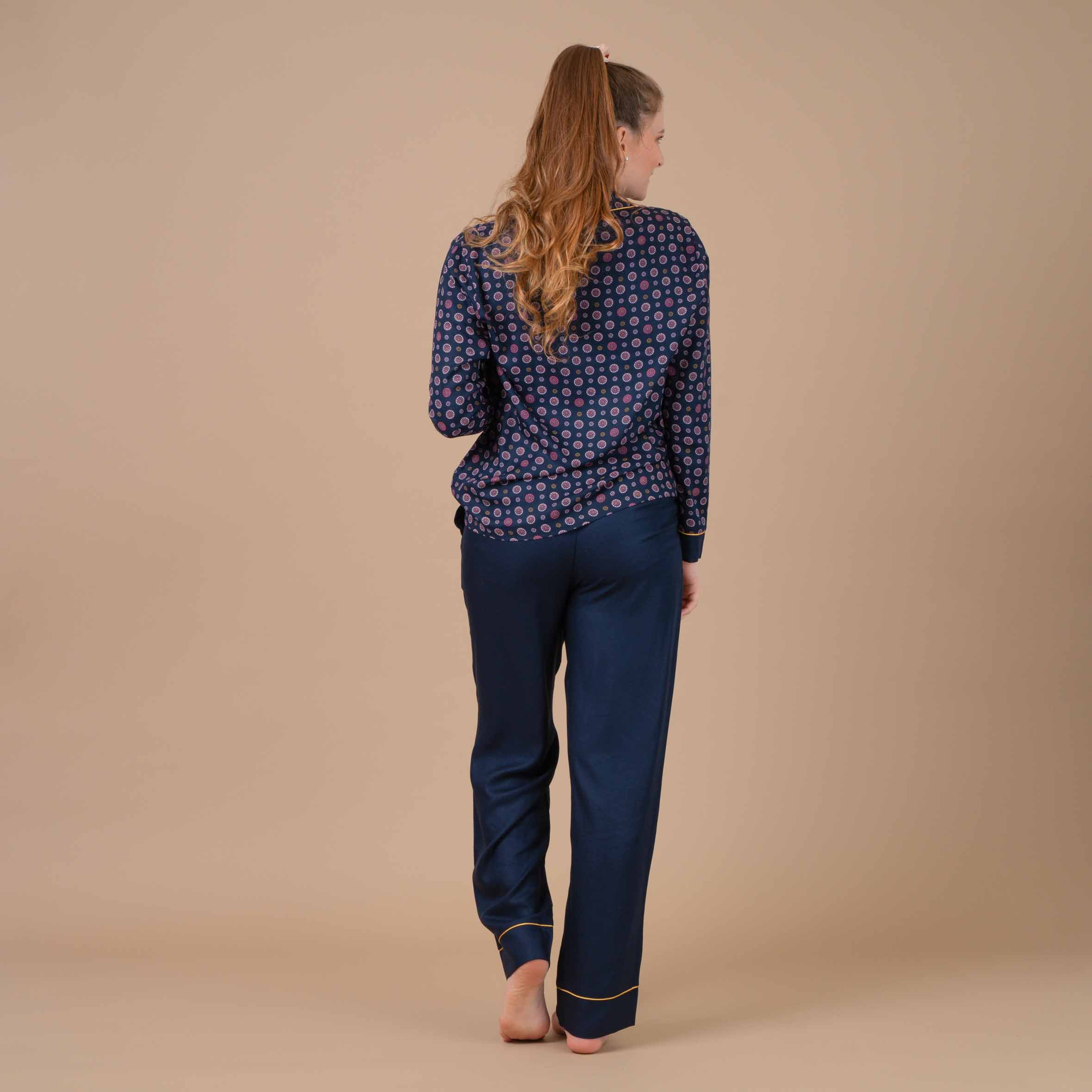 Pyjama Femme Boutonné en Viscose Imprimée MARINE DF425