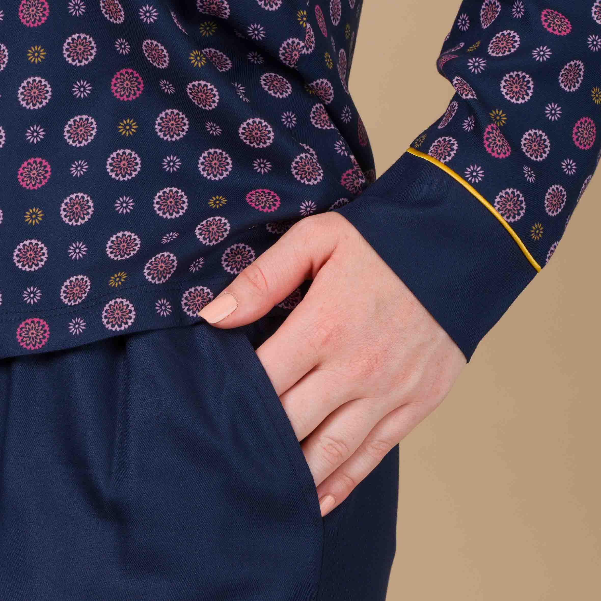 Pyjama Femme Boutonné en Viscose Imprimée MARINE DF425