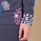 Open lange Pyjama in Poplin Vakjes MARINE