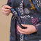 Open lange Pyjama in Poplin Vakjes MARINE