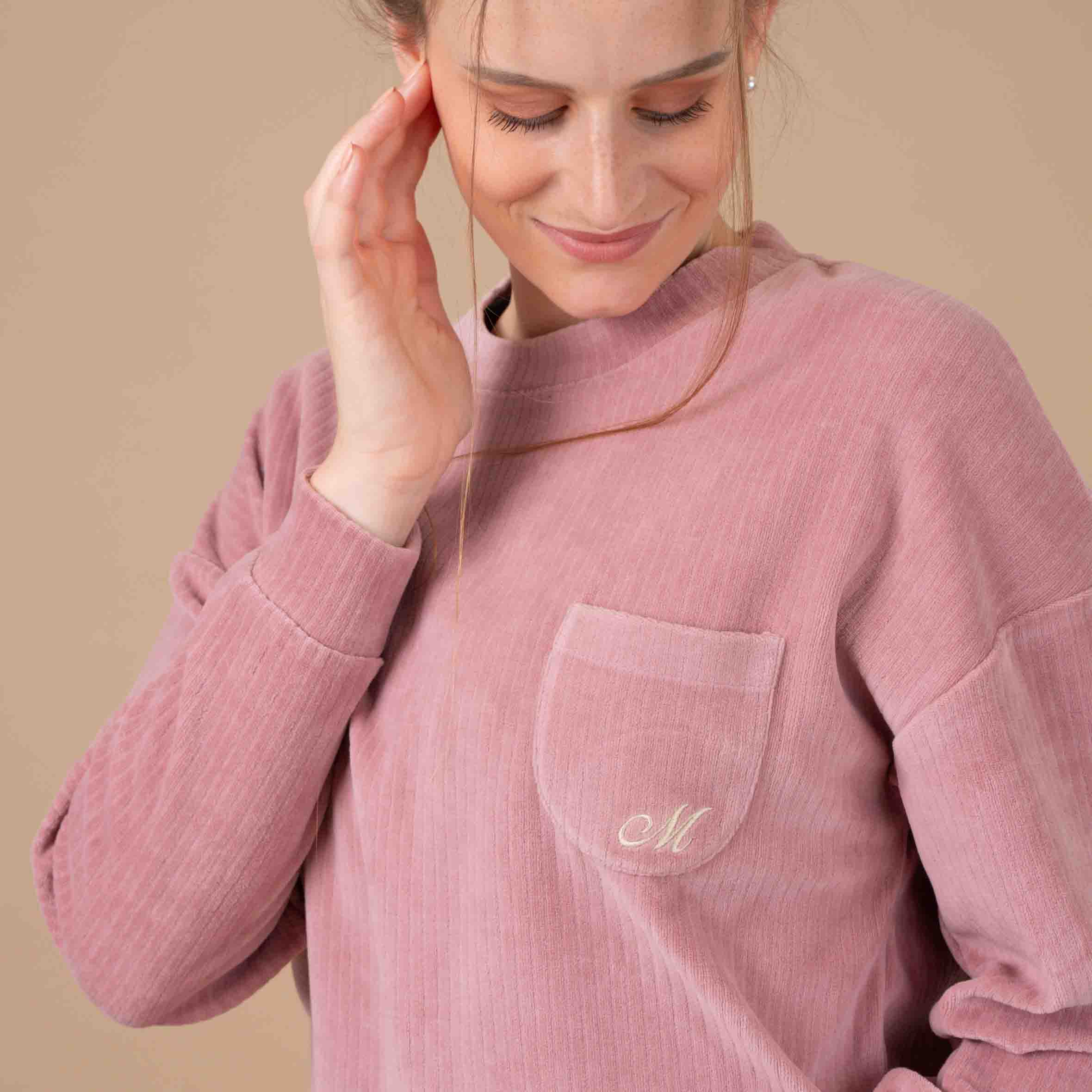 Ensemble Bi-Matière Femme Velours Cotelé + Chaîne et trame ROSE DF430