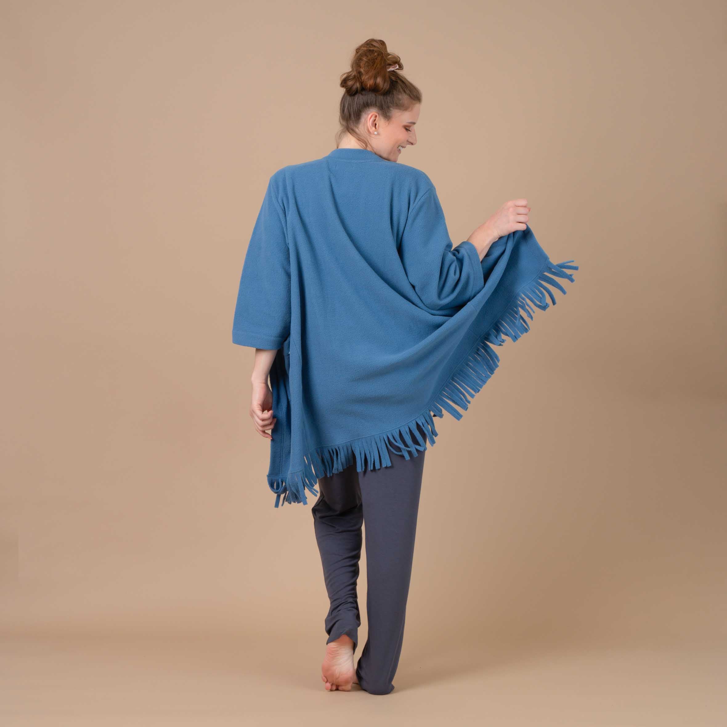 Poncho Femme en Maille Polaire Manches 3/4 GRIS DF704