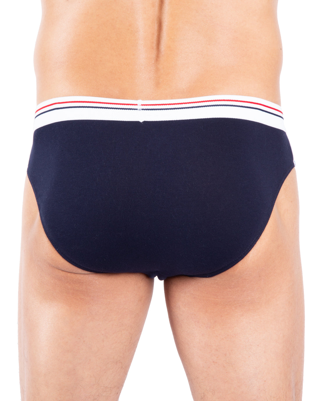 Slip taille basse maille "piqué" Ceinture Rapportée BLEU MARINE E116