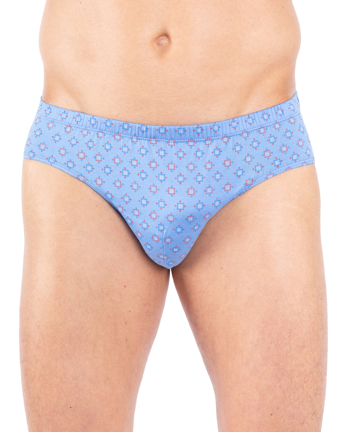 Slip taille basse en coton mercerisé imprimé, modèle Bleu Ciel, ajusté pour un confort optimal.