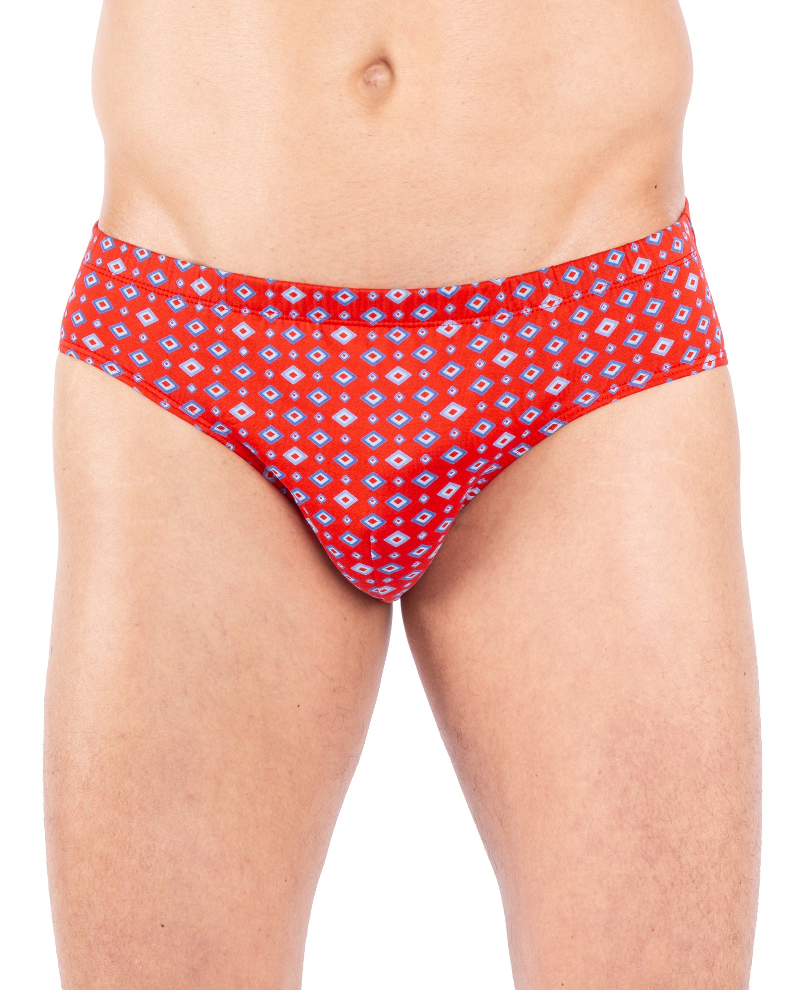 Slip taille basse imprimé rouge, avec une coupe ajustée, proposé dans un pack de 2 slips en coton mercerisé.