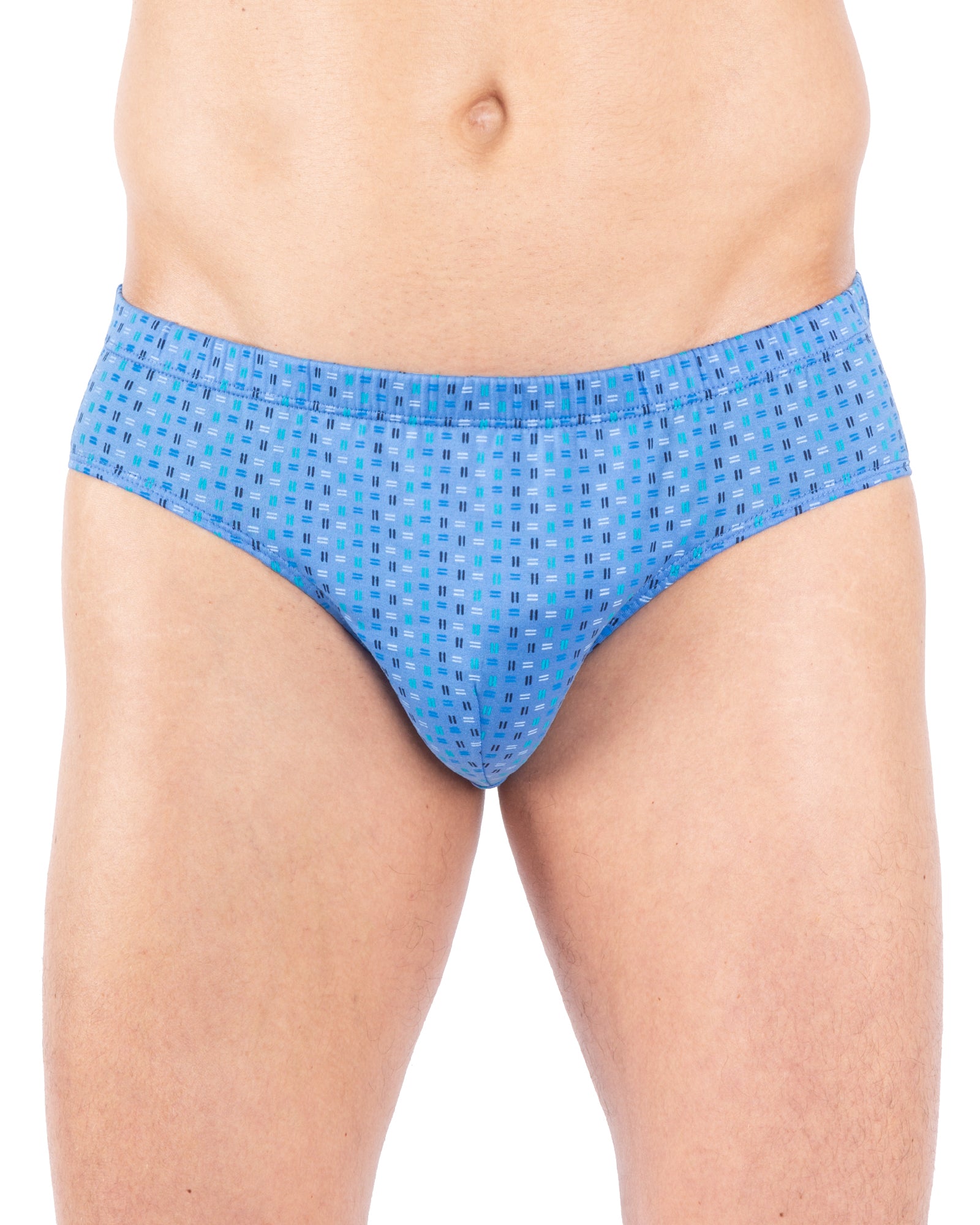 Slip taille basse imprimé bleu ciel, avec une ceinture fine et confortable, faisant partie du lot de 2 slips.