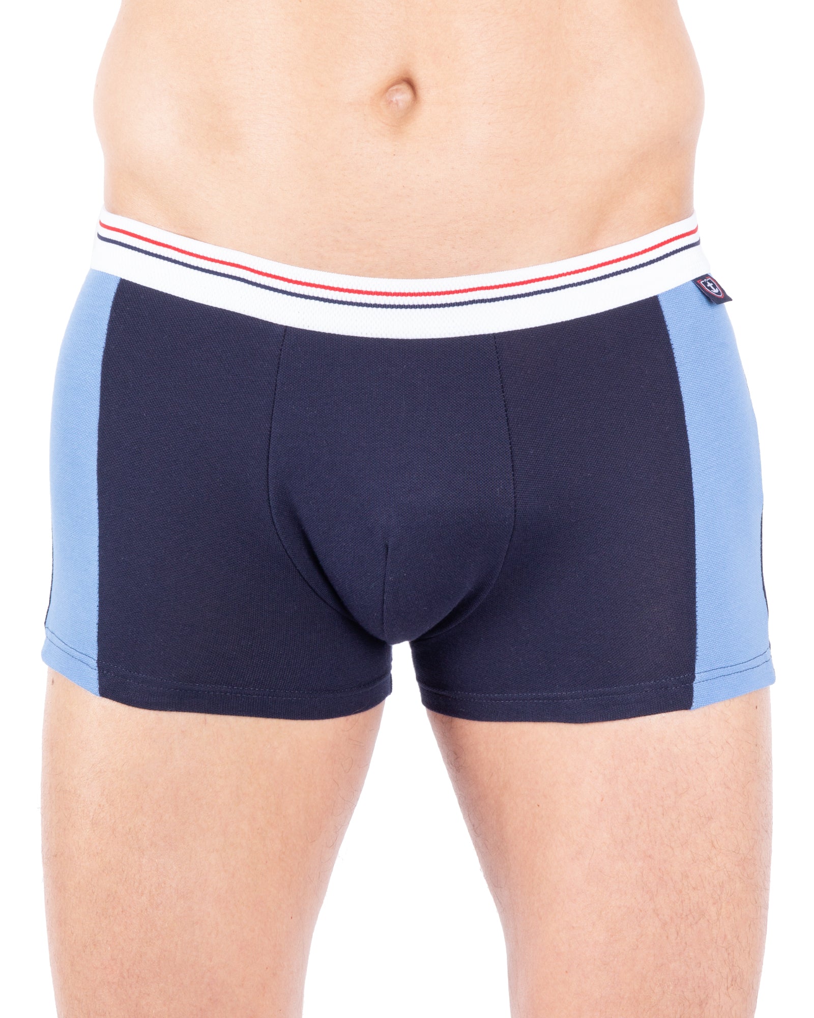 Shorty maille "Piqué" Ceinture Rapportée Motif Jacquard BLEU MARINE E229