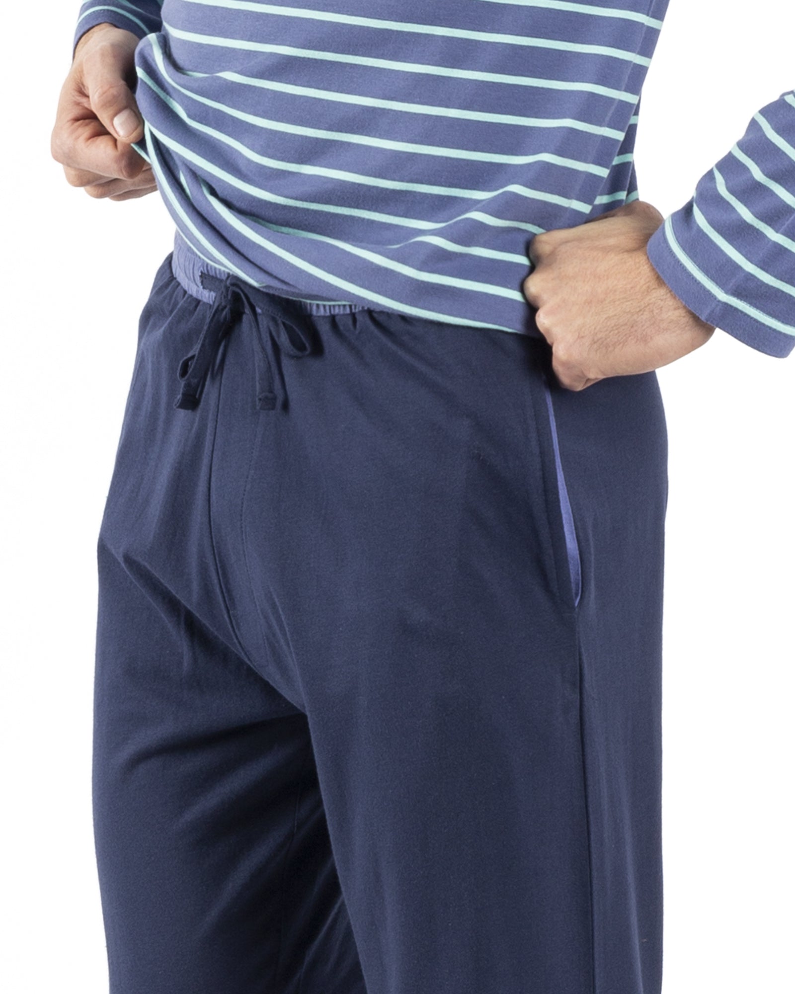 Pyjama Col Rond en Jersey de Coton BLEU MARINE E472