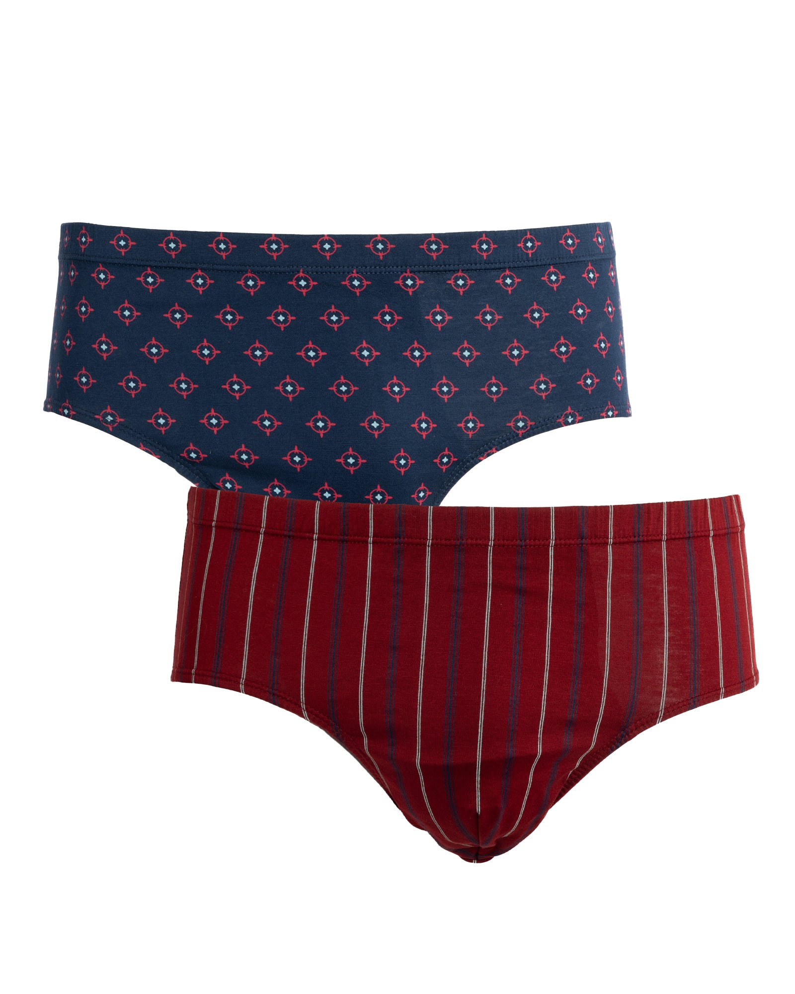 Lot de 2 slips taille haute fermé, confectionnés en coton mercerisé, avec motifs élégants assortis.
